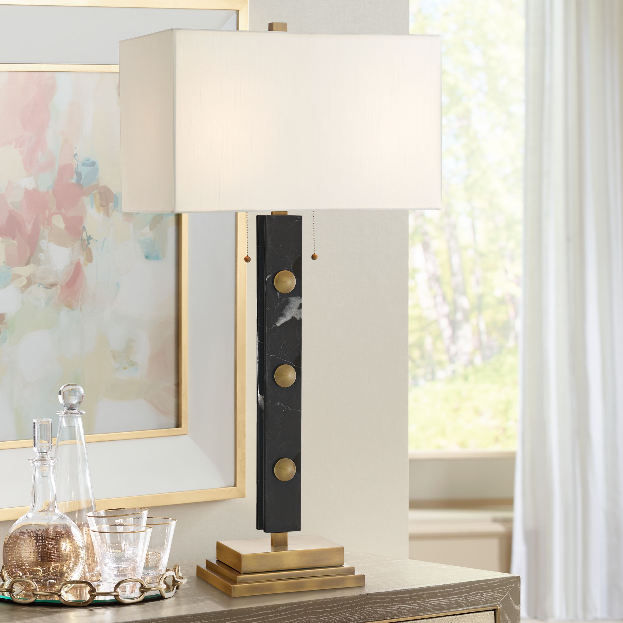 Currey and Company Khalil Black Marble Table Lamp