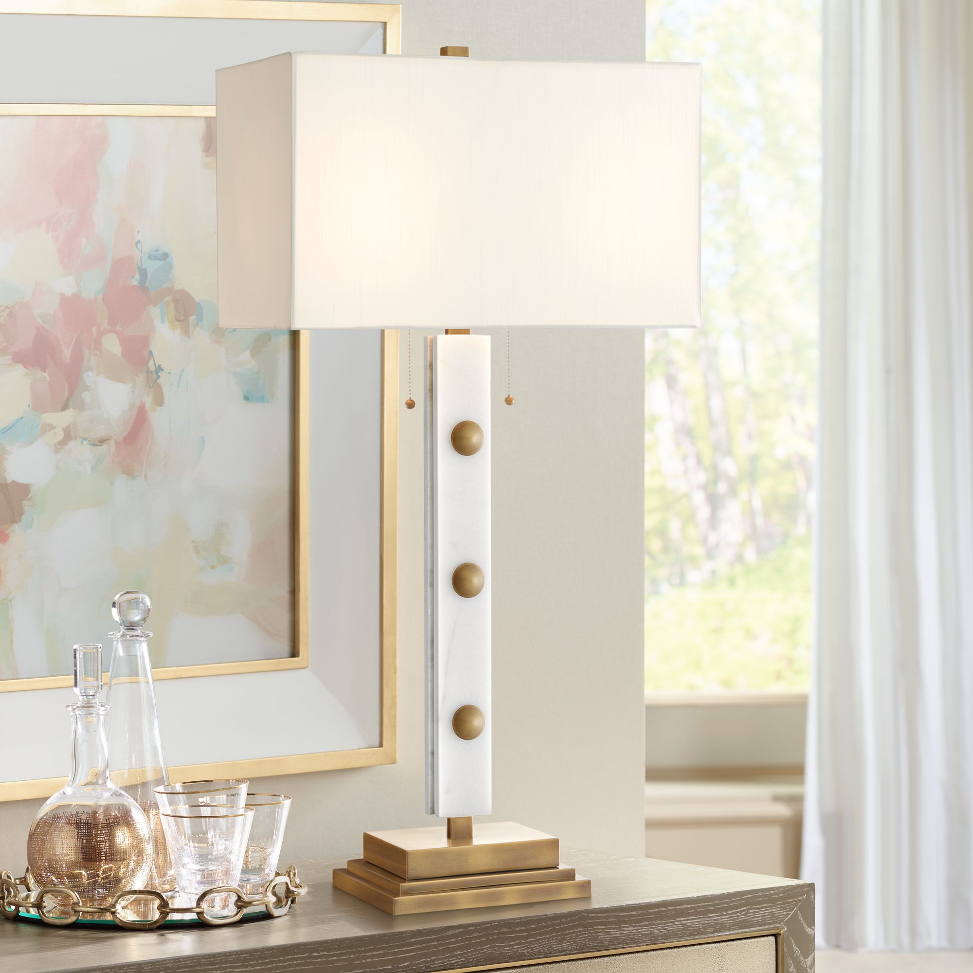 Currey and Company Khalil White Marble Table Lamp