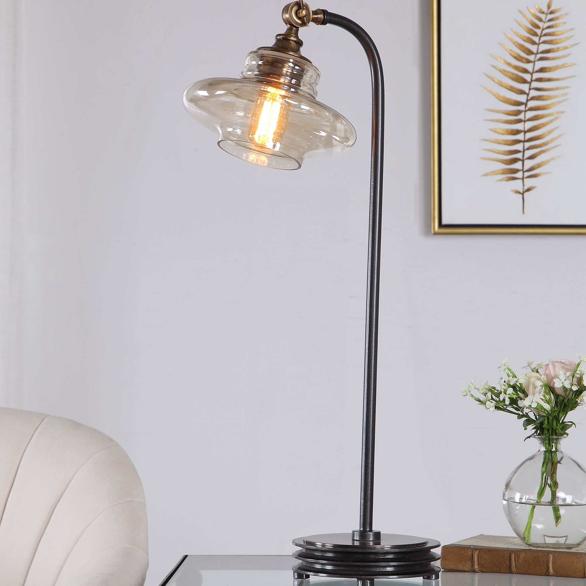 Uttermost Lyell Black Metal Arc Desk Lamp