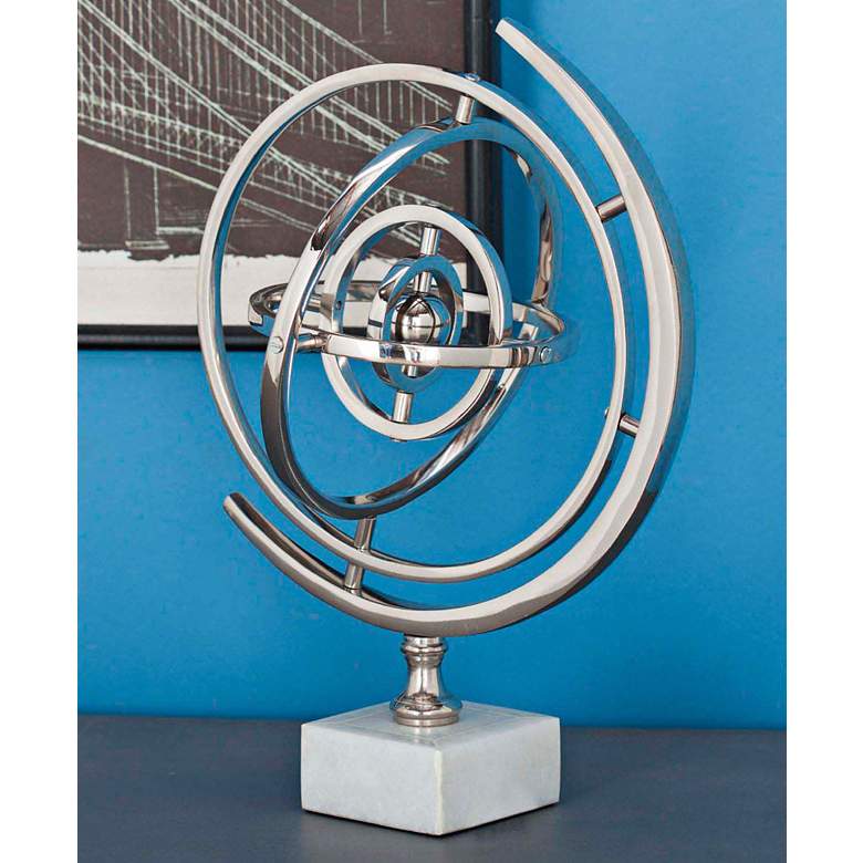 Modern Reflections 13&quot;H Silver Armillary Sphere Sculpture