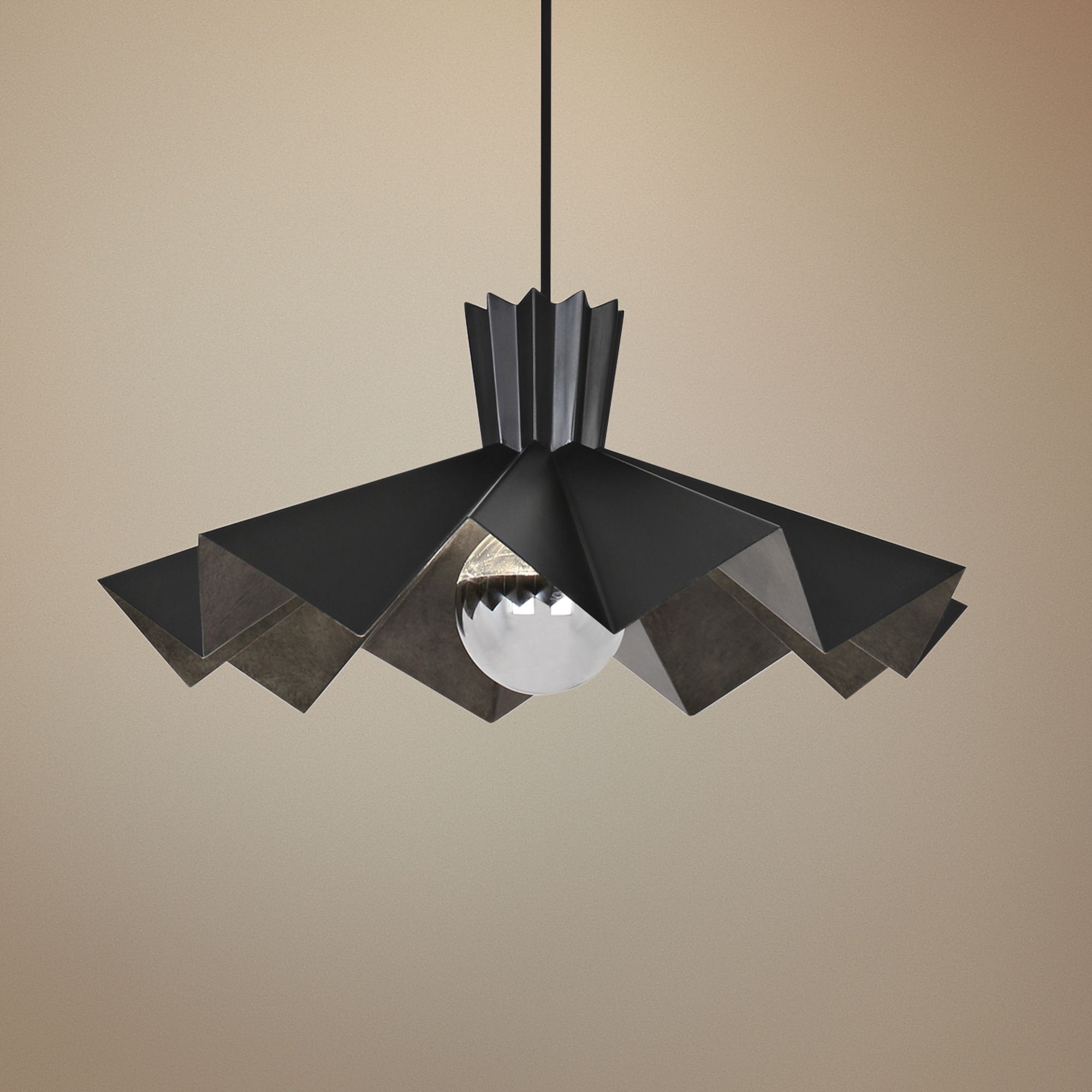 Robert Abbey Rico Espinet Bat 16"W Matte Black Pendant Light