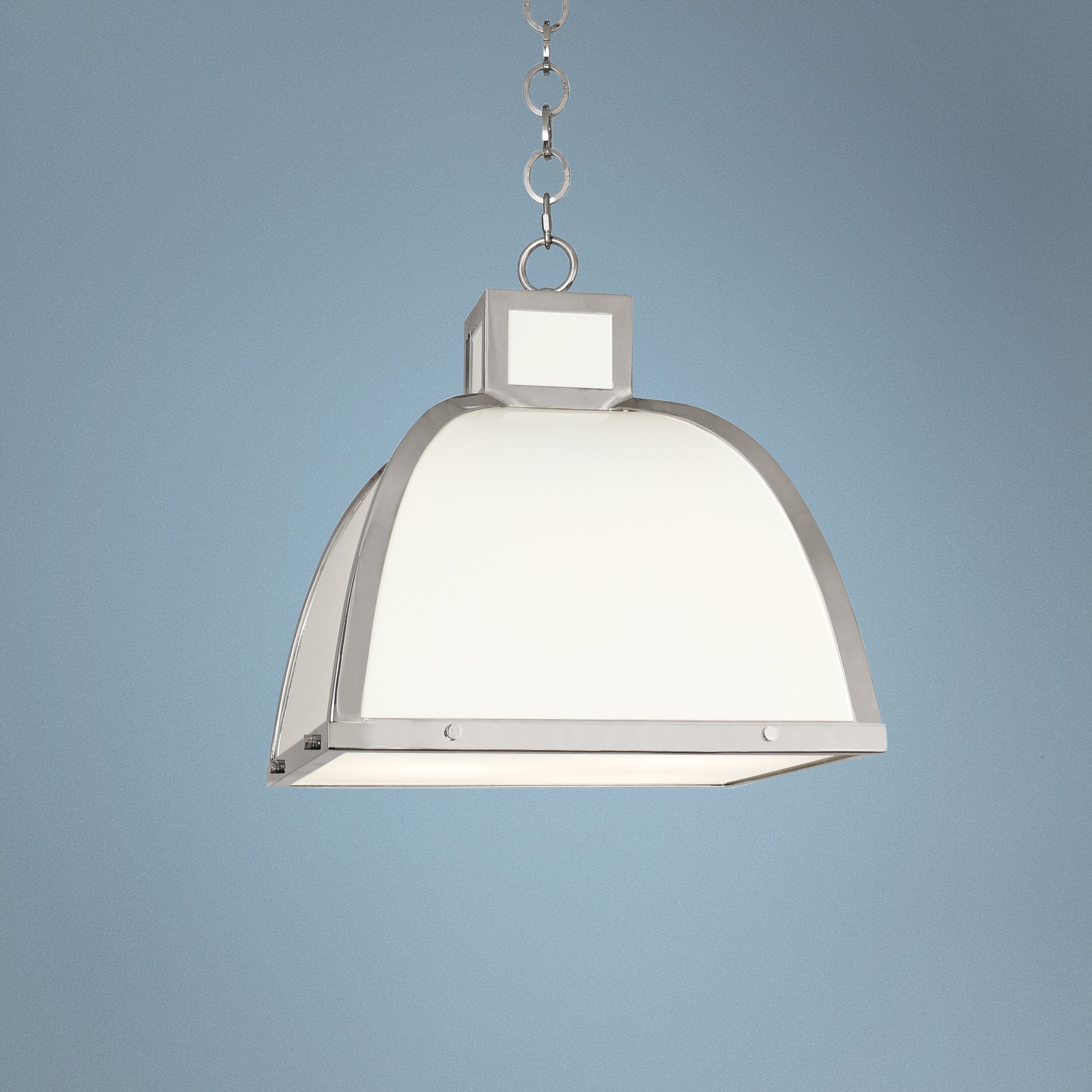 Robert Abbey Ranger 17 1/2"W White and Nickel Pendant Light
