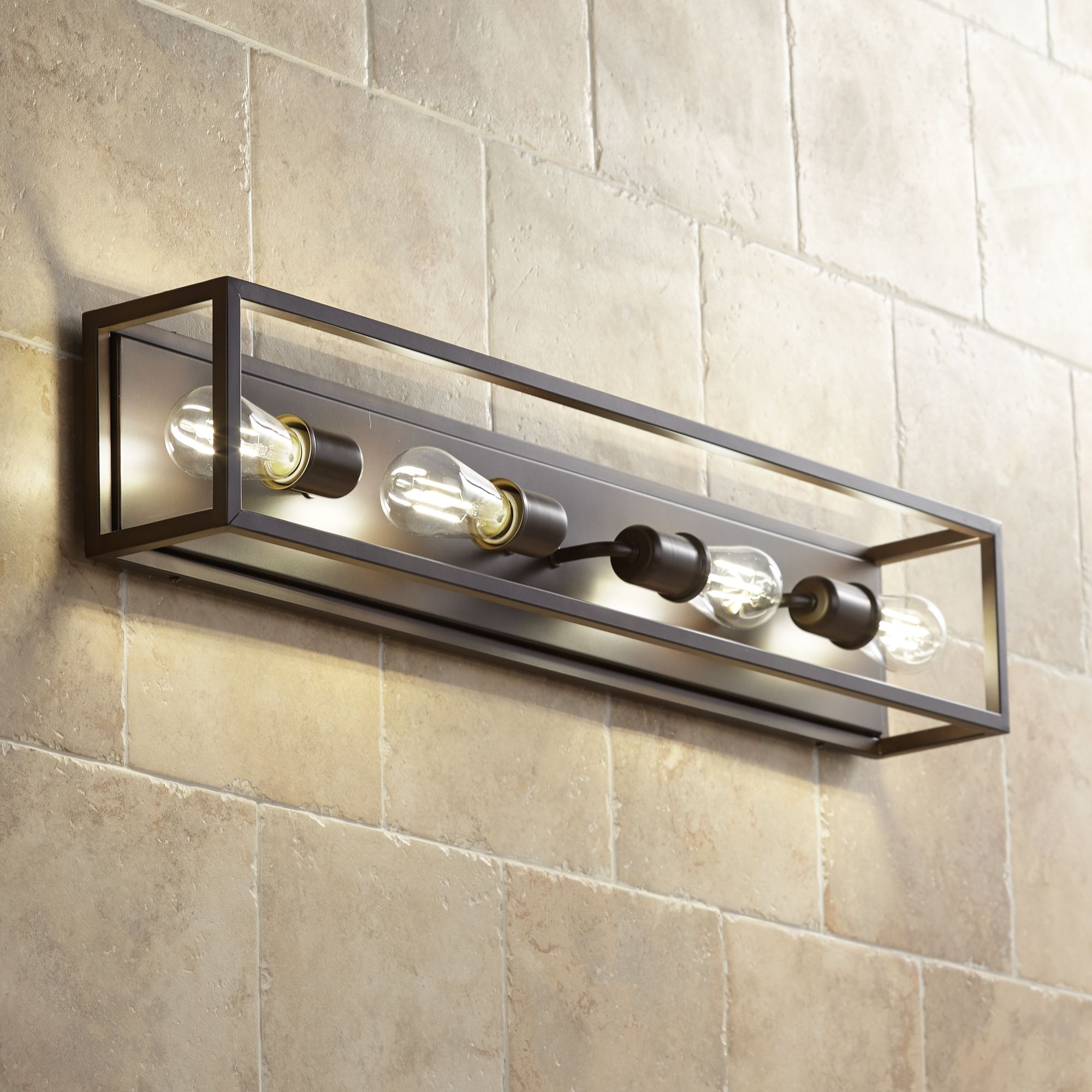 Possini Euro Leonie 34"W Bronze 4-Light Bath Light