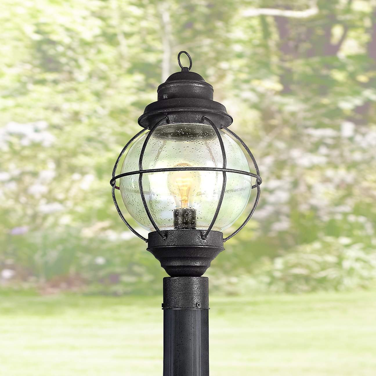 Tulsa Lantern 19" High Black Outdoor Post Light Fixture - #67347