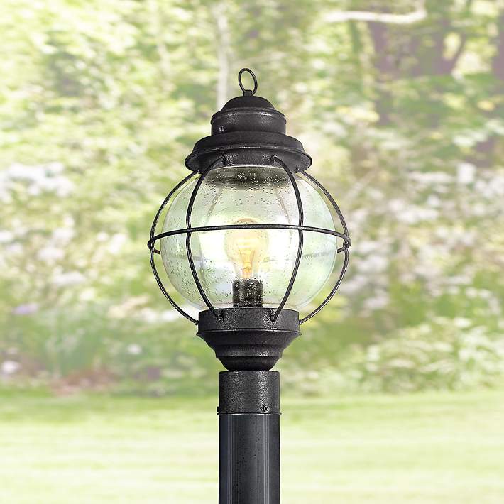 Tulsa Lantern 19 High Black Outdoor, Led Lamp Post Light Fixtures