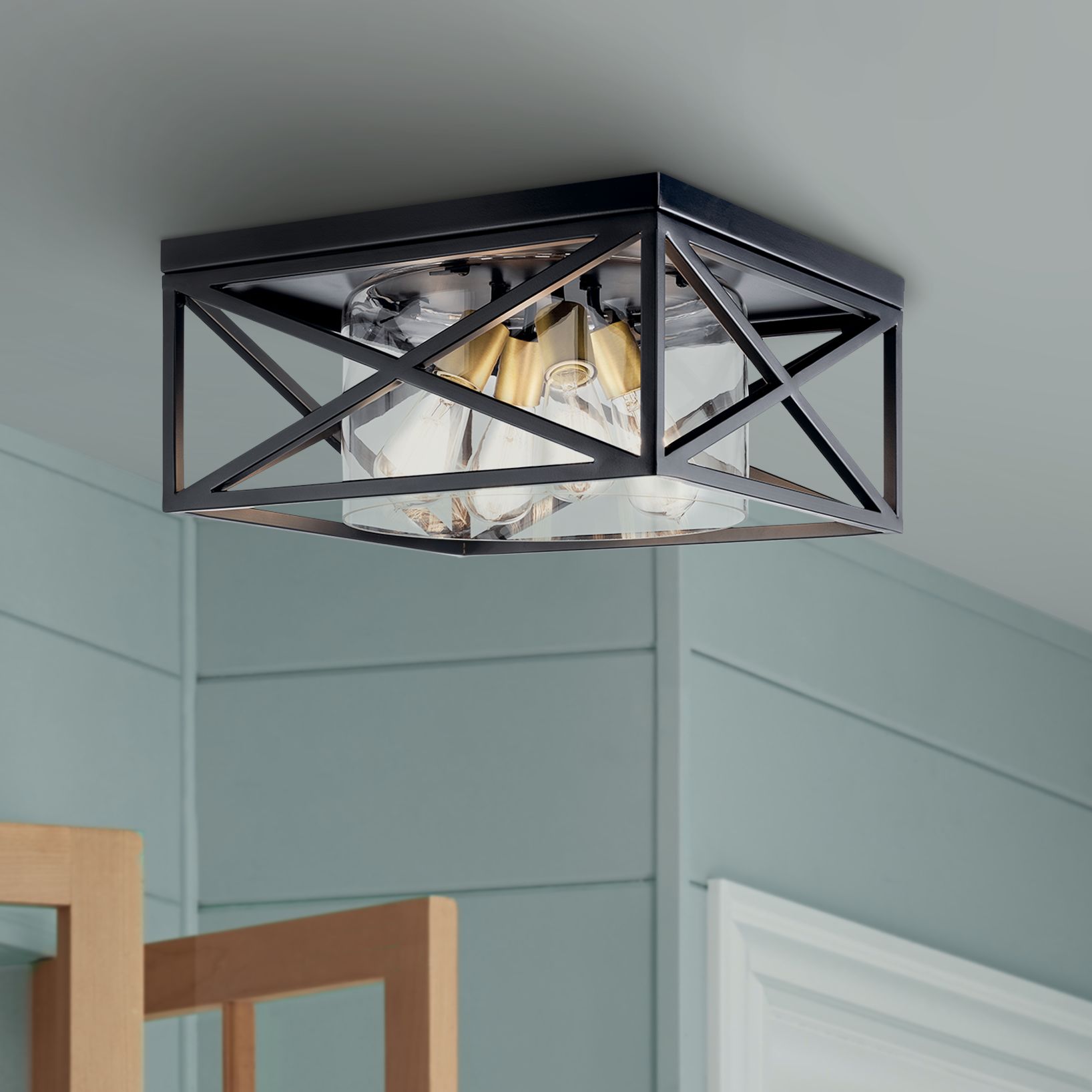 Kichler Moorgate 16" Wide 4-Light Black Ceiling Light