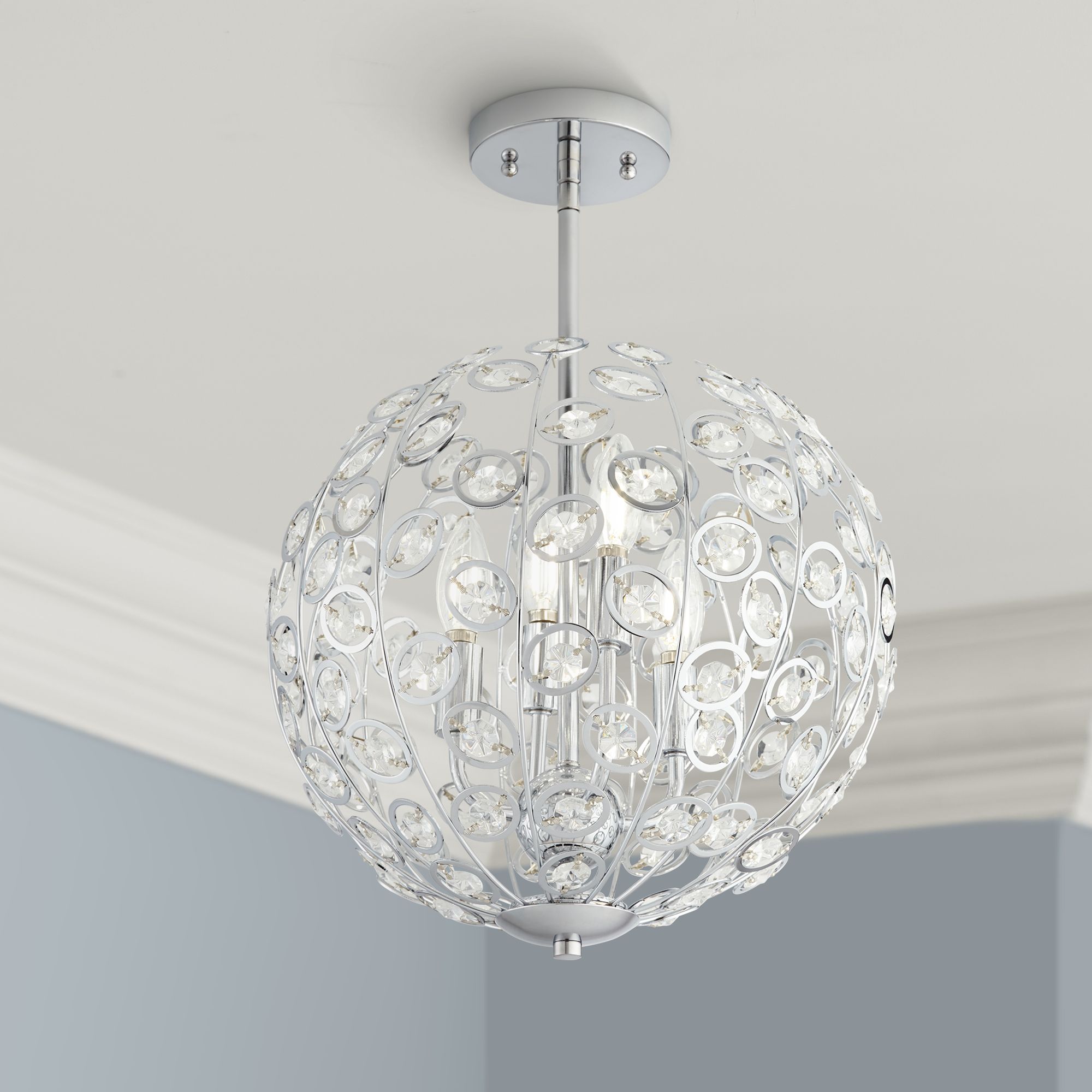 Possini Euro Gabrielle 13 1/2"W Chrome 4-Light Ceiling Light