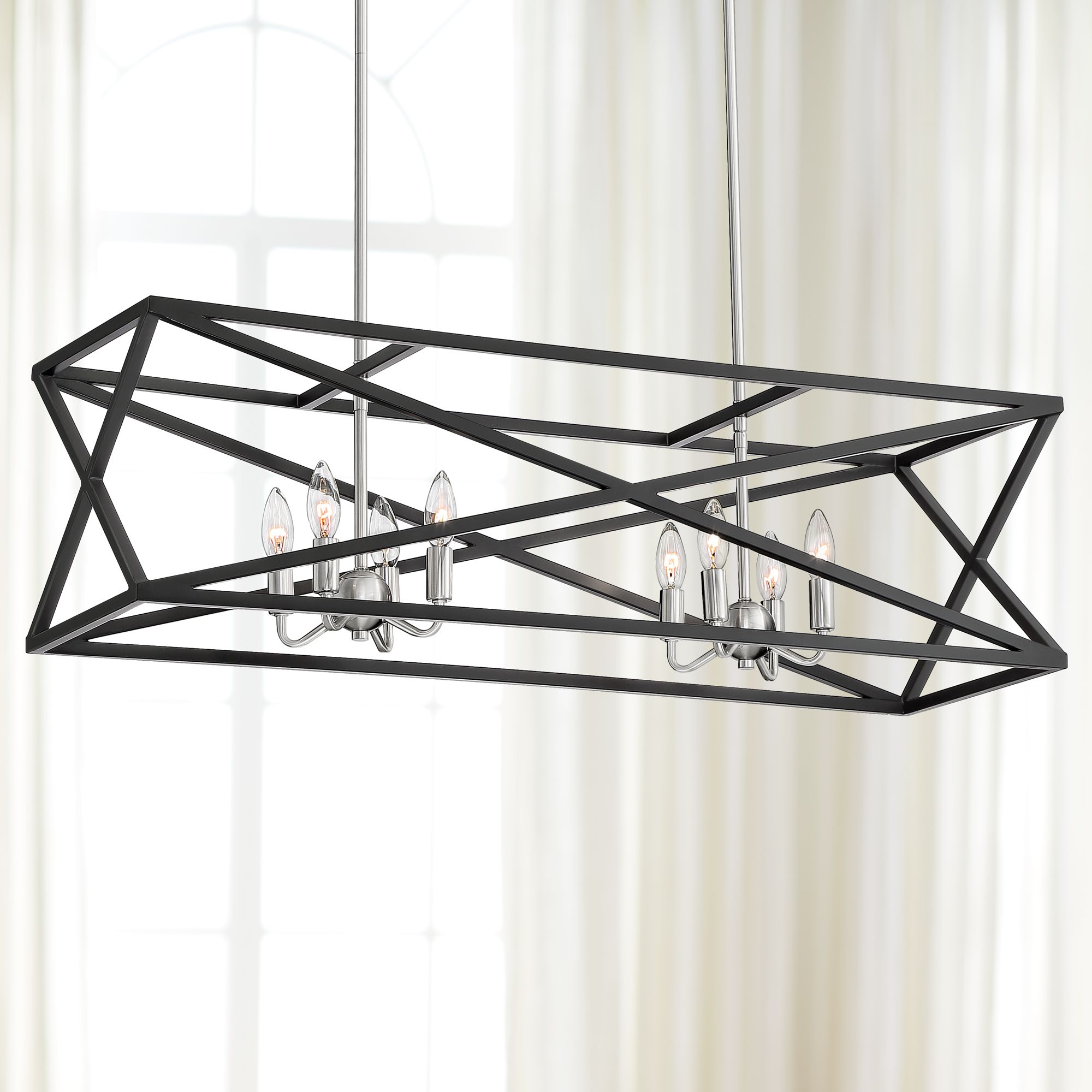 Orsius 38 1/4" Wide Black Kitchen Island Light Chandelier