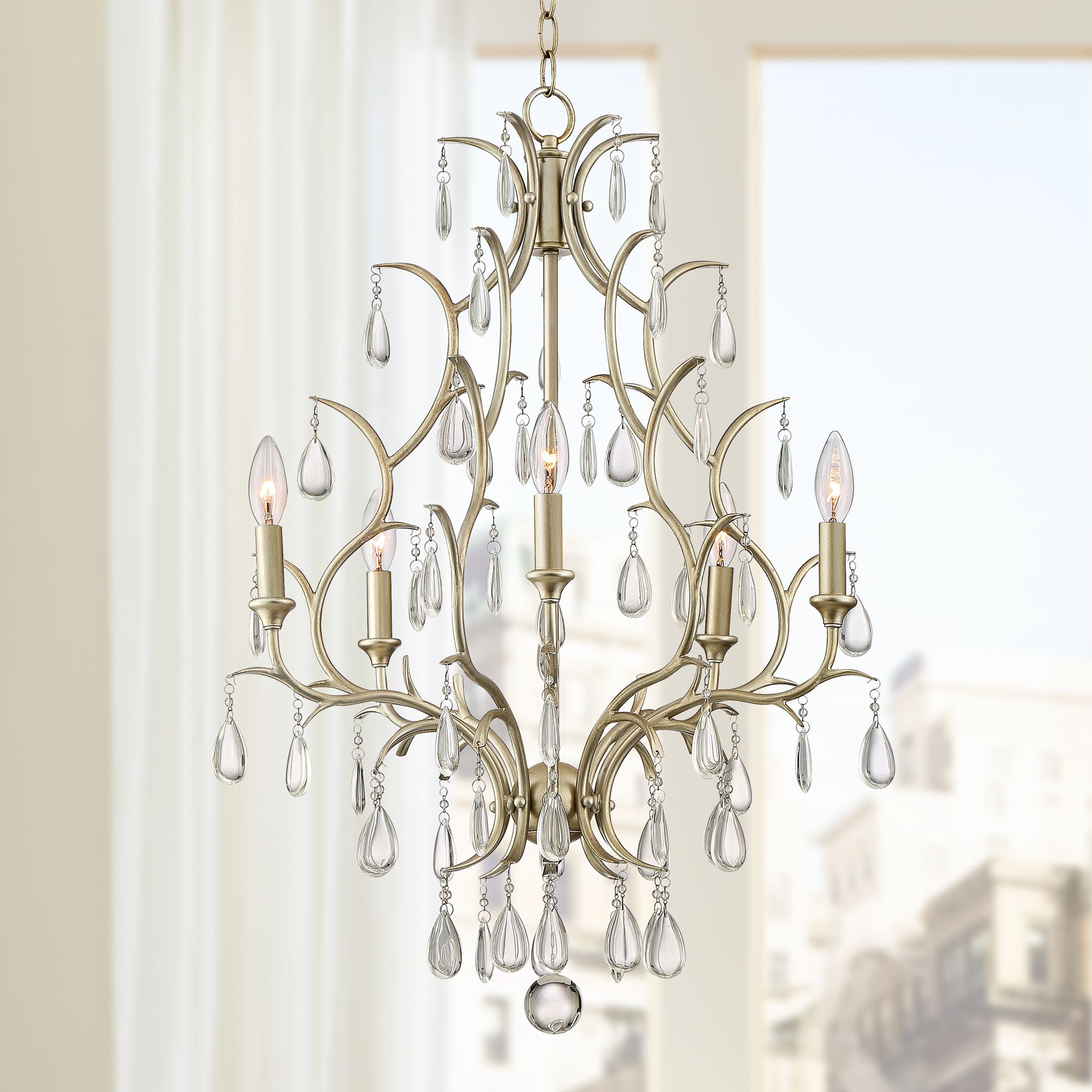 Kathy Ireland Kendra 22 3/4" Wide Crystal 5-Light Chandelier