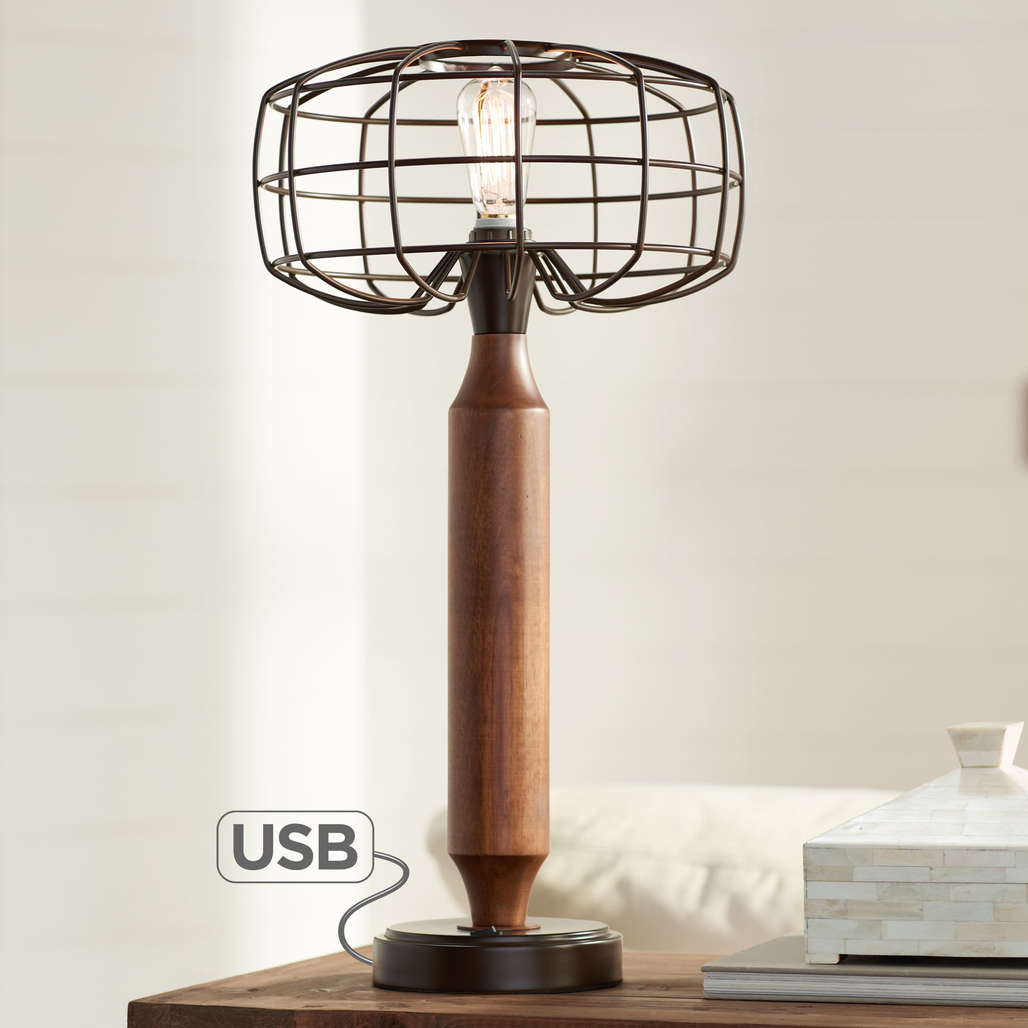 Madison OilRubbed Bronze LED Table Lamp with USB Port 67A31 Lamps