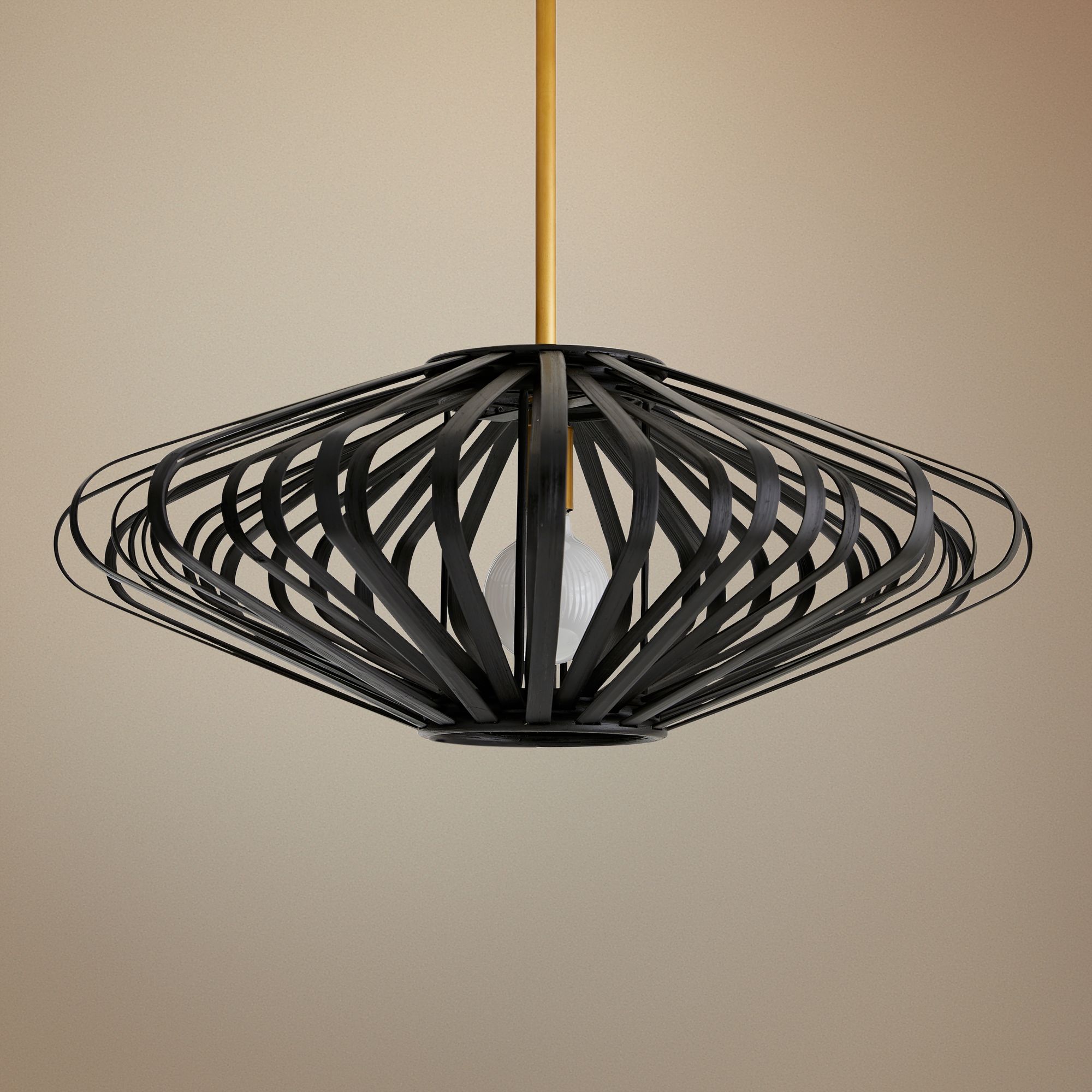Arteriors Home Shala 28"W Black Bamboo Striped Pendant Light