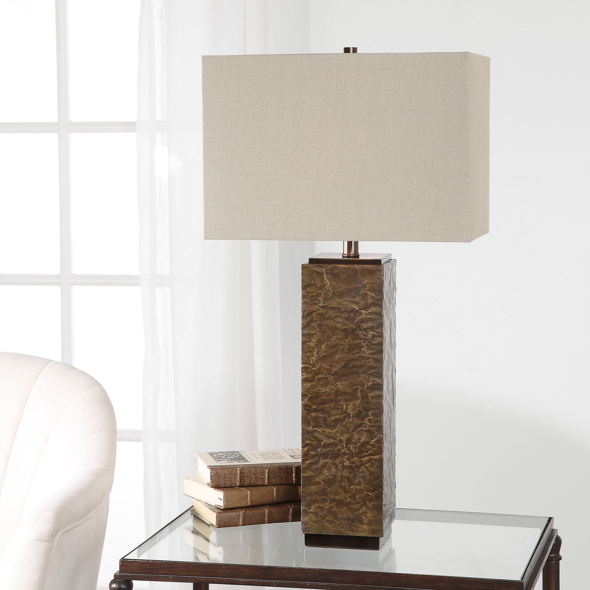 Uttermost Naiser Rubbed Golden Bronze Column Table Lamp
