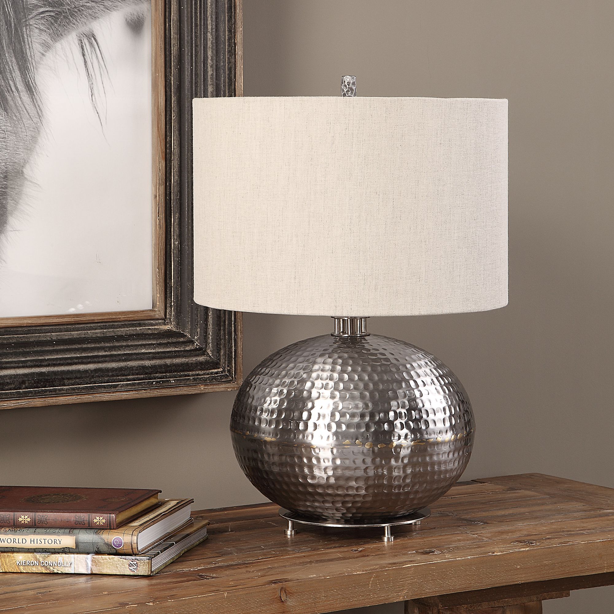 Uttermost Metis Silver Sphere Metal Accent Table Lamp