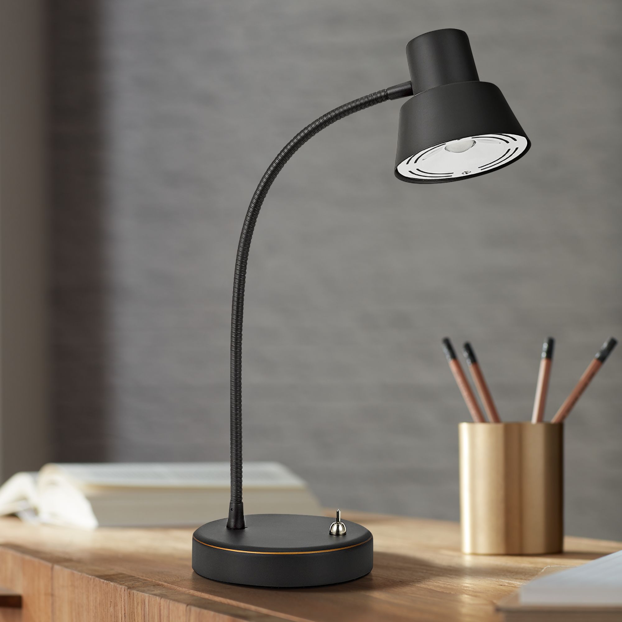 Damien Bronze LED Adjustable Gooseneck Desk Lamp