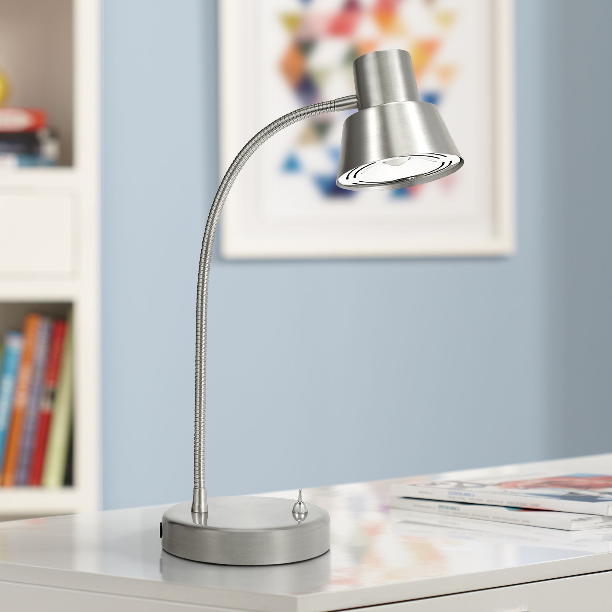 Clio Brushed Nickel LED Adjustable Gooseneck Desk Lamp