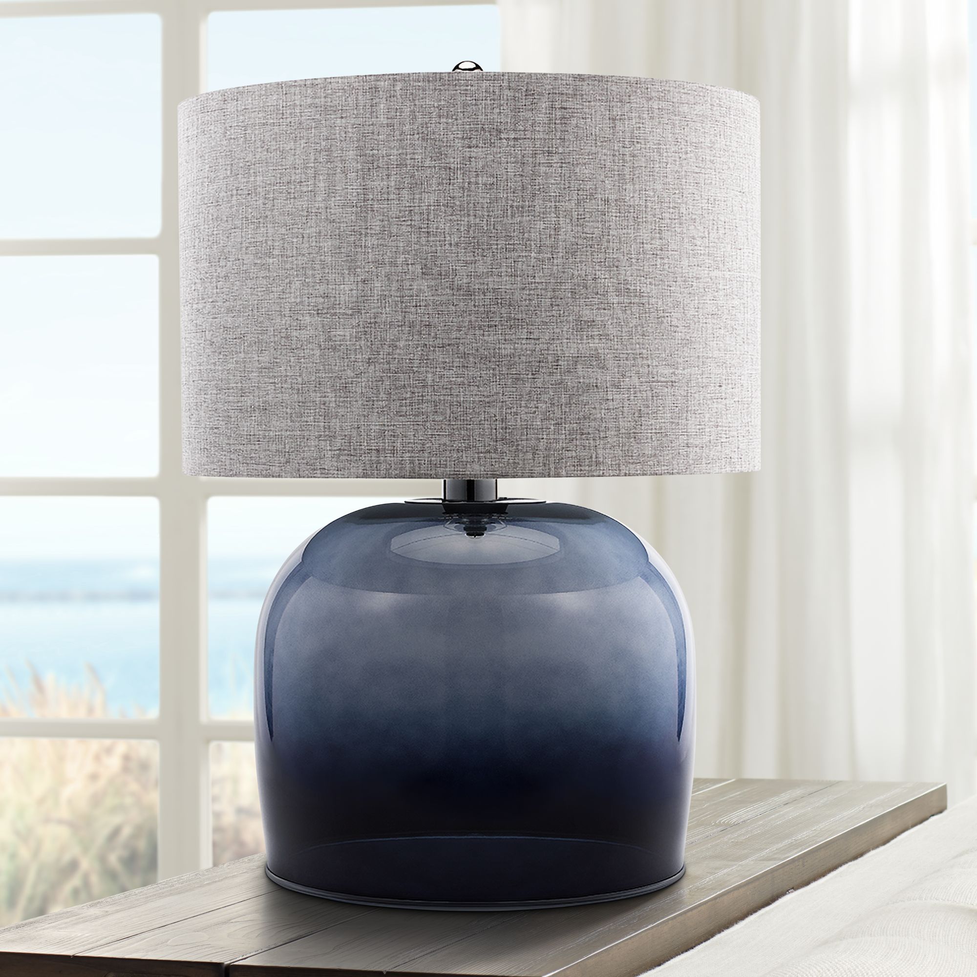 Katja Smoke Gray Ombre Glass LED Table Lamp