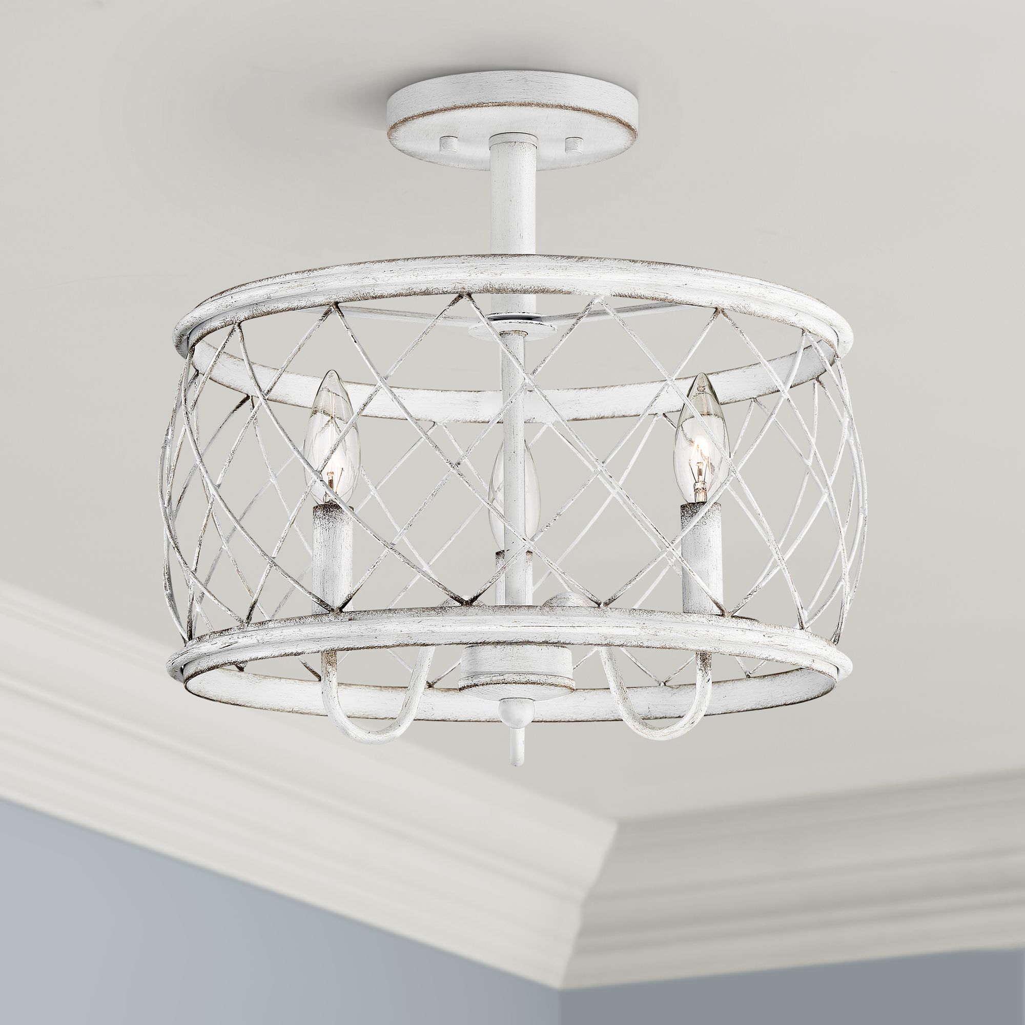 Quoizel Dury 15" Wide Antique White 3-Light Ceiling Light