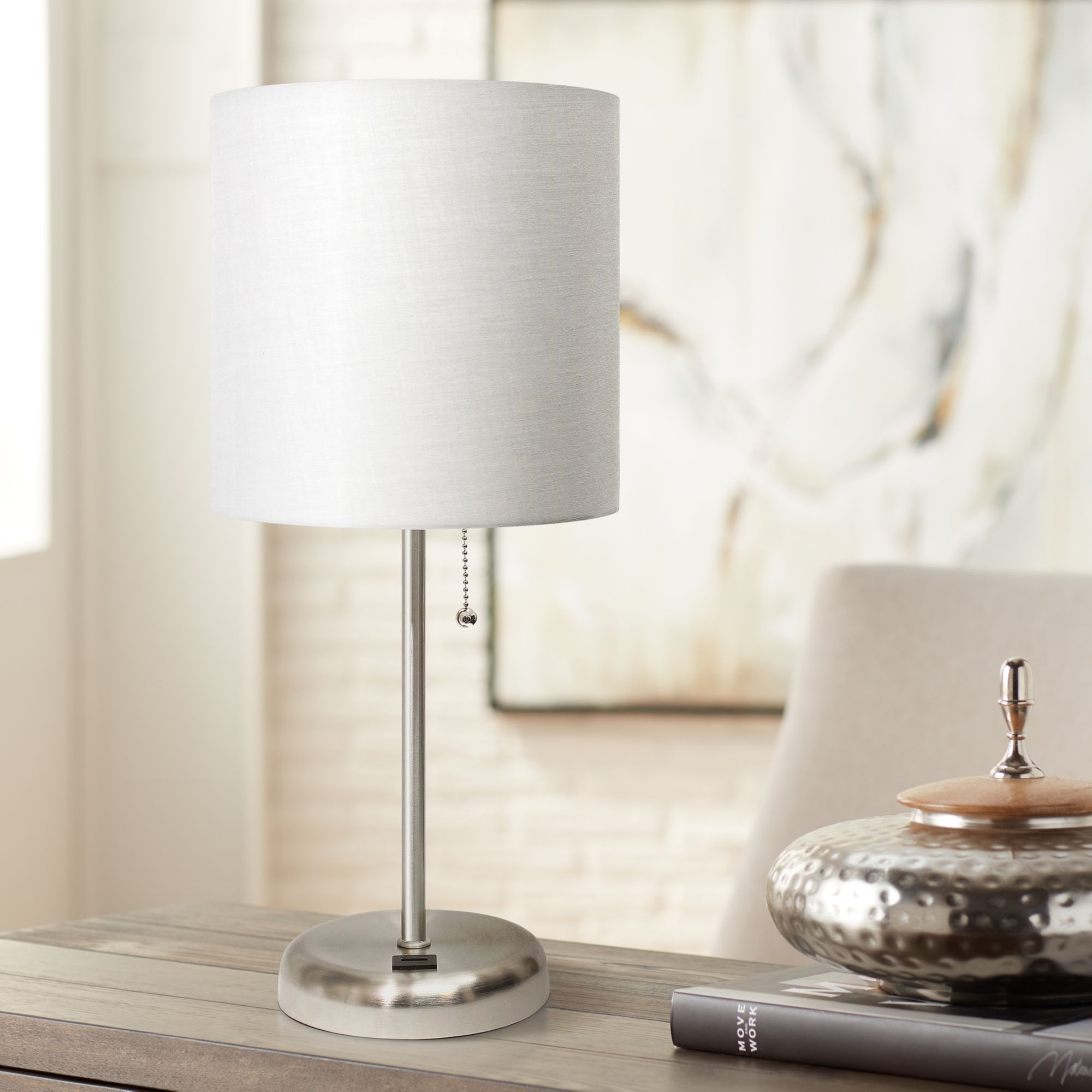 LimeLights Stick Gray Shade 19 1/2"H USB Accent Table Lamp