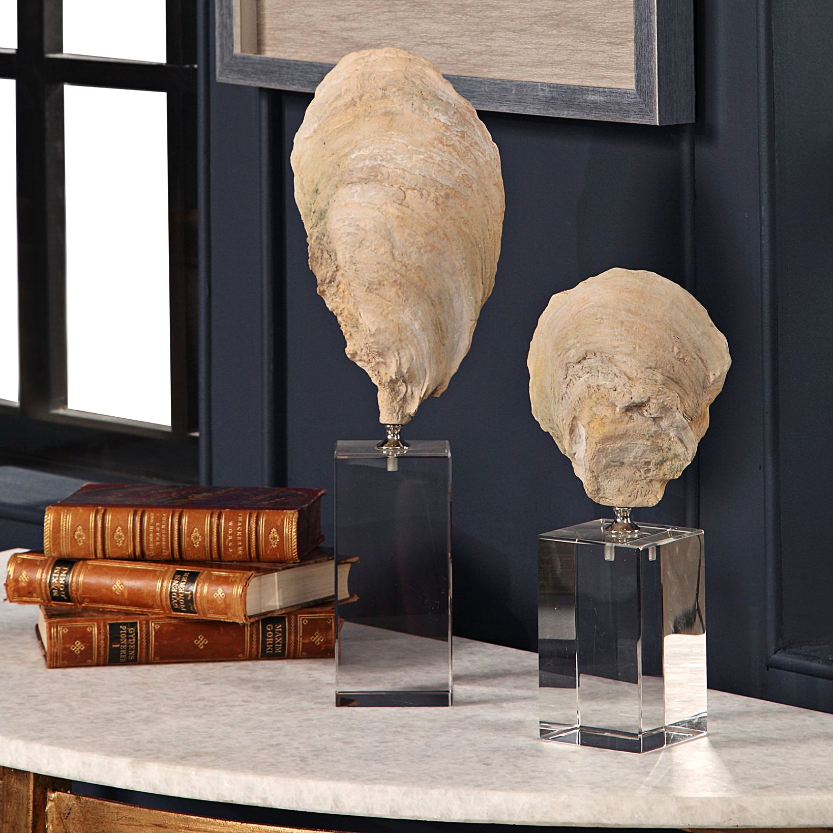 Uttermost Oyster Shell Aged Ivory Sculptures Set of 2