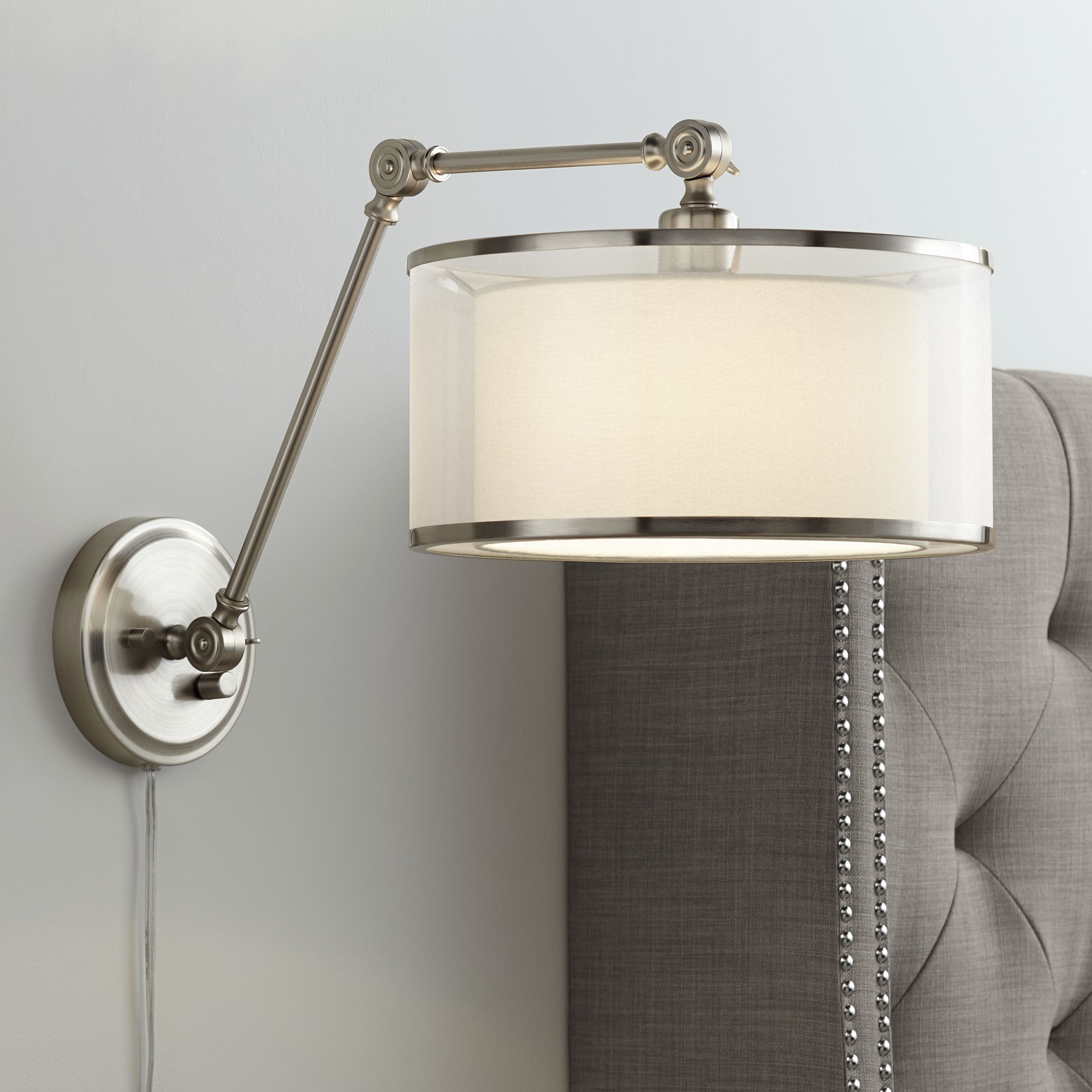 Possini Euro Taliah Brushed Nickel Pin-Up Wall Lamp