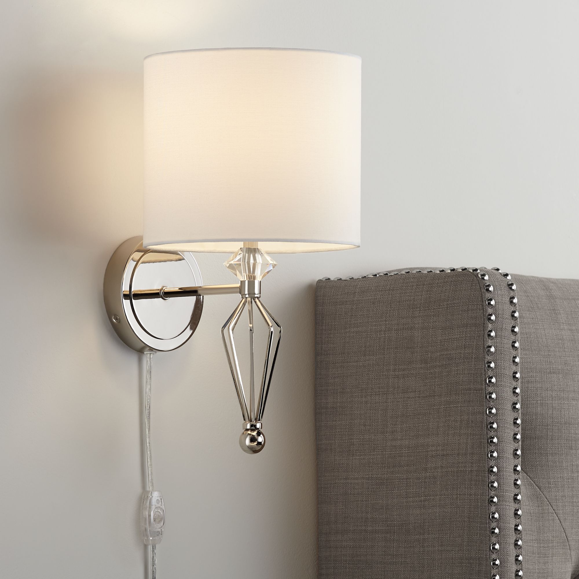 Kacie Metal Spire and Crystal Pin-Up Wall Lamp