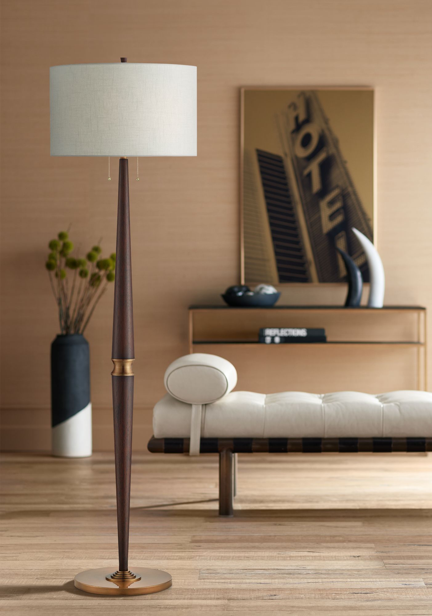 Currey and Company Colee Dark Mahogany Floor Lamp