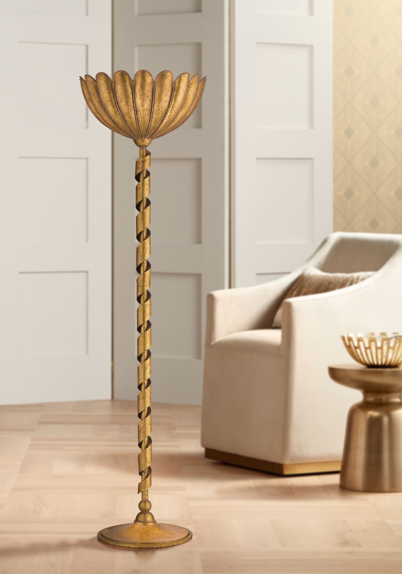 gold torchiere floor lamp