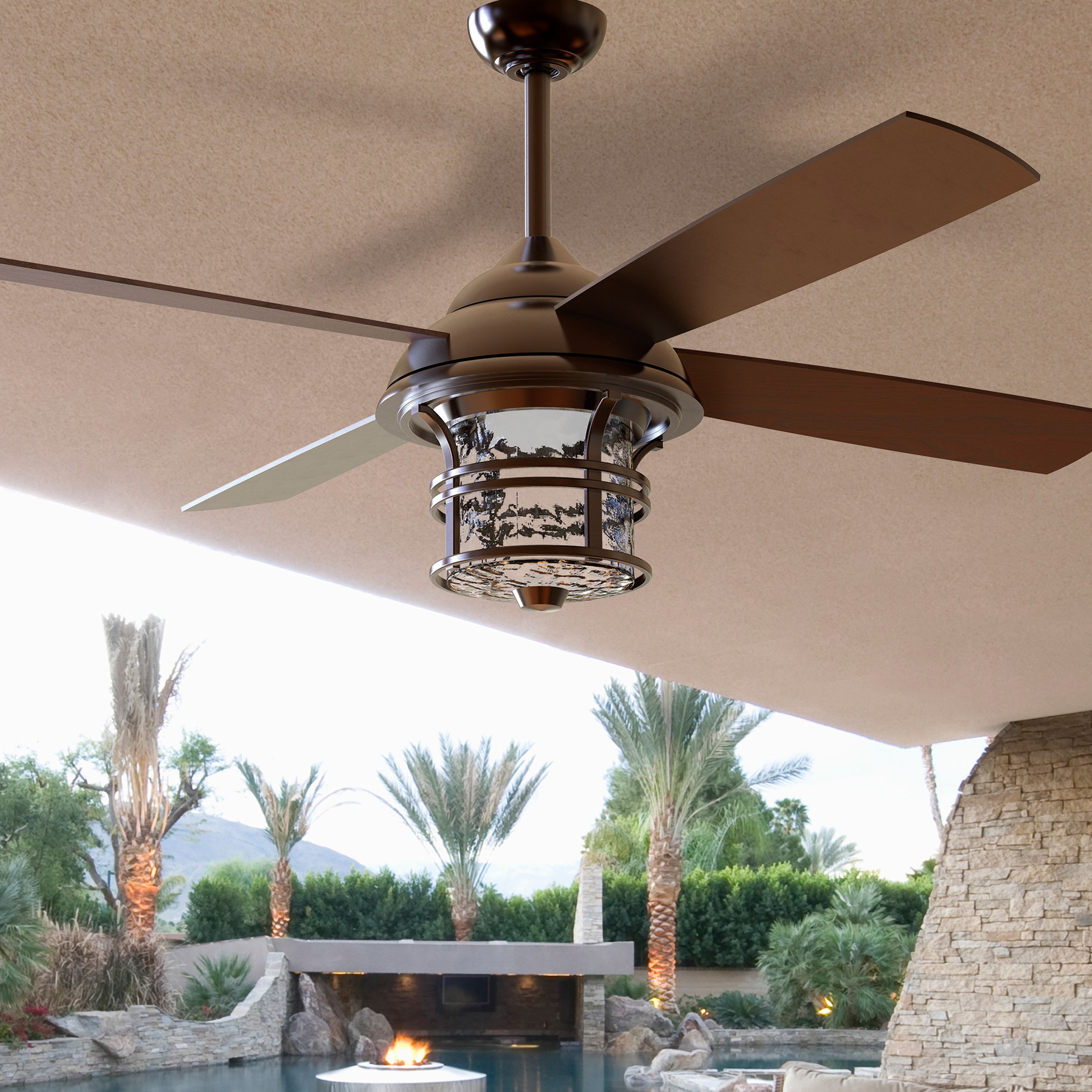 56" Craftmade Courtyard Oiled Bronze LED Outdoor Ceiling Fan