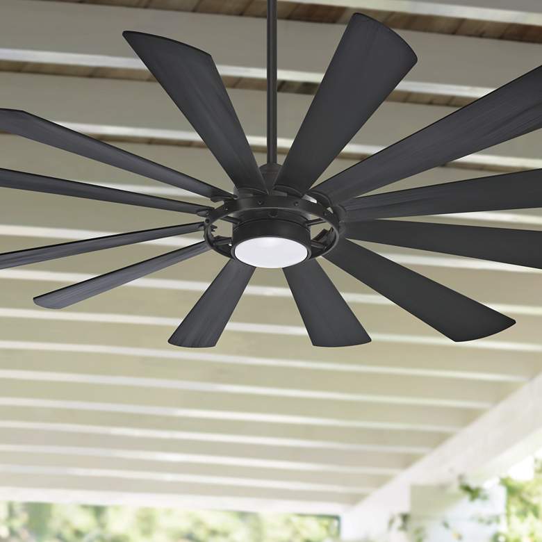 65&quot; Minka Aire Windmolen Textured Coal Smart Fan LED Wet Ceiling Fan