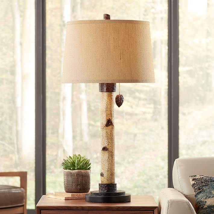 Birch Tree Natural Column Table Lamp, Chain Table Lamp Bases