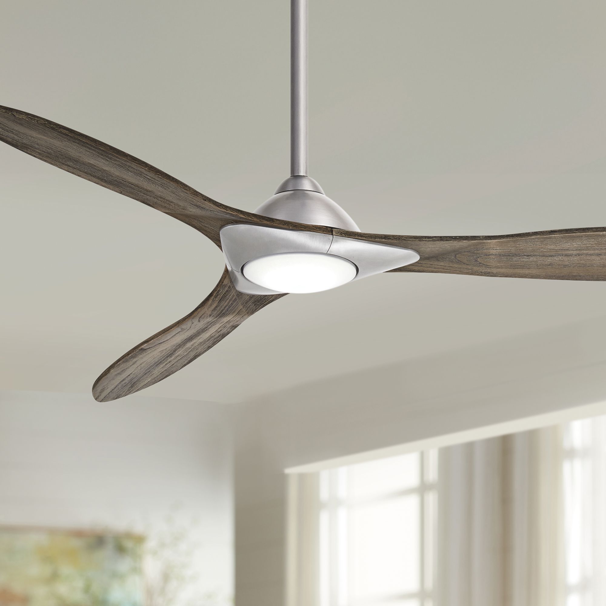 60" Minka Aire Sleek Smart Fan Nickel LED Ceiling