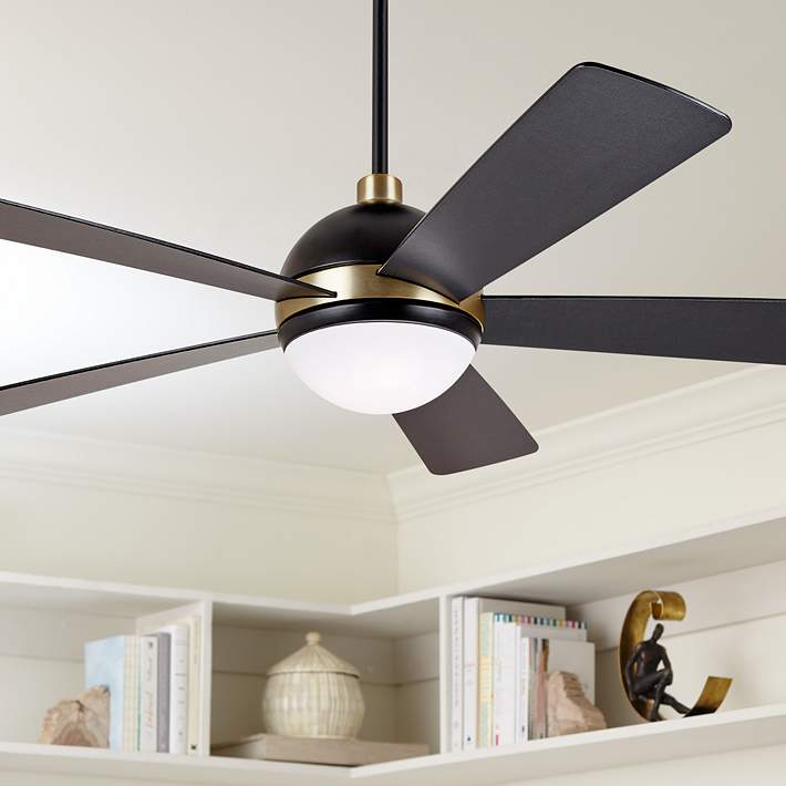 52 Emerson Astor Bbq Black And Satin Gold Led Ceiling Fan