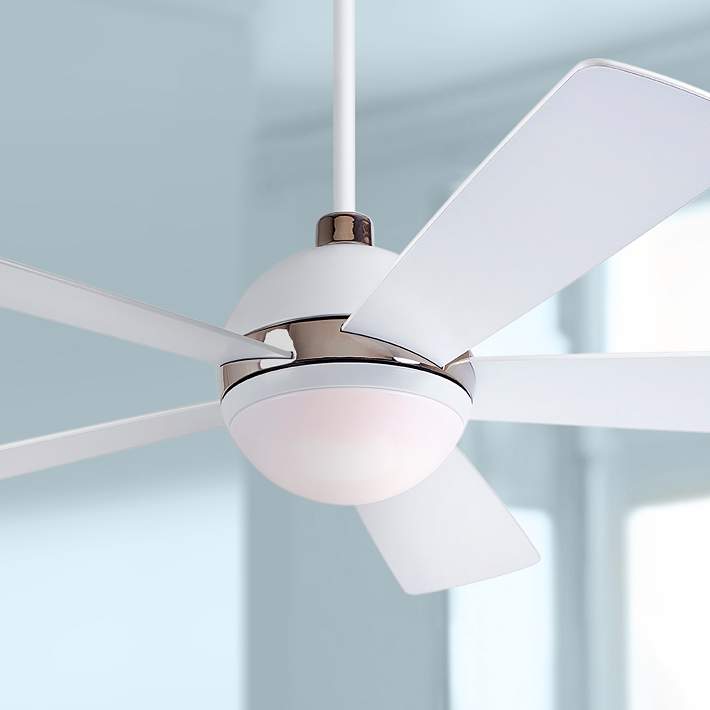 52 Emerson Astor Satin White And Nickel Led Ceiling Fan 67m35