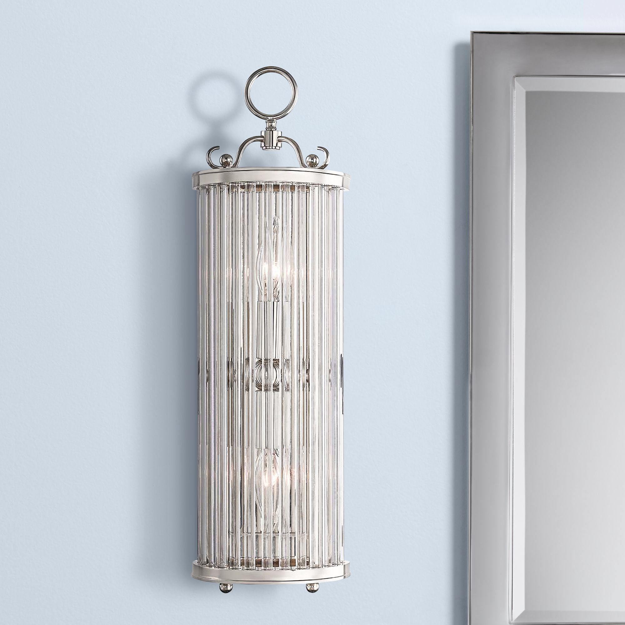 Glass No.1 19" High Polished Nickel and Crystal Wall Sconce