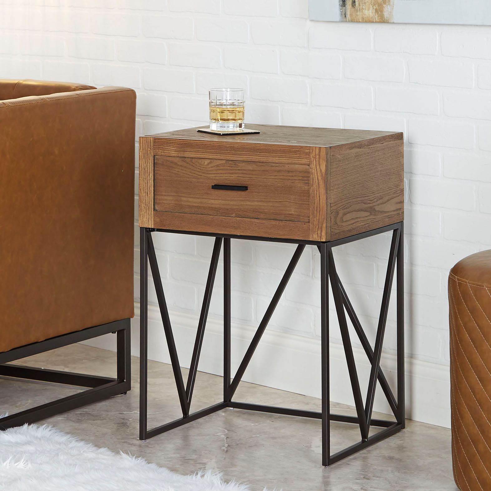 Bowie 15 3/4" Wide Espresso 1-Drawer Modern Side Table