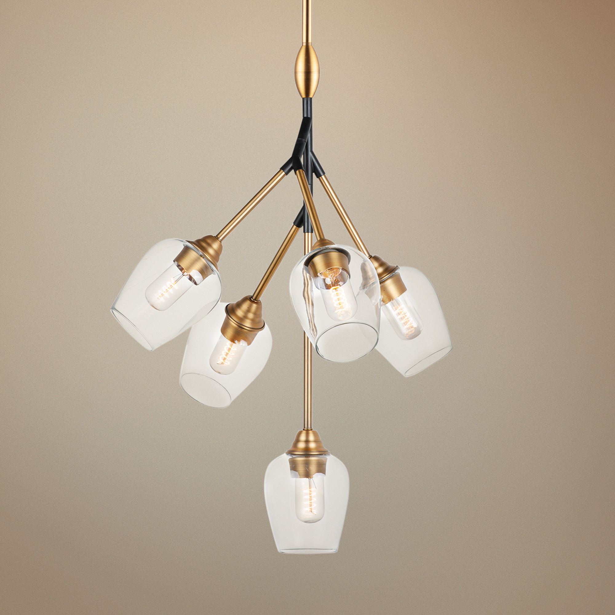 Maxim Savvy 24 1/4"W Antique Brass 5-Light Metal Pendant