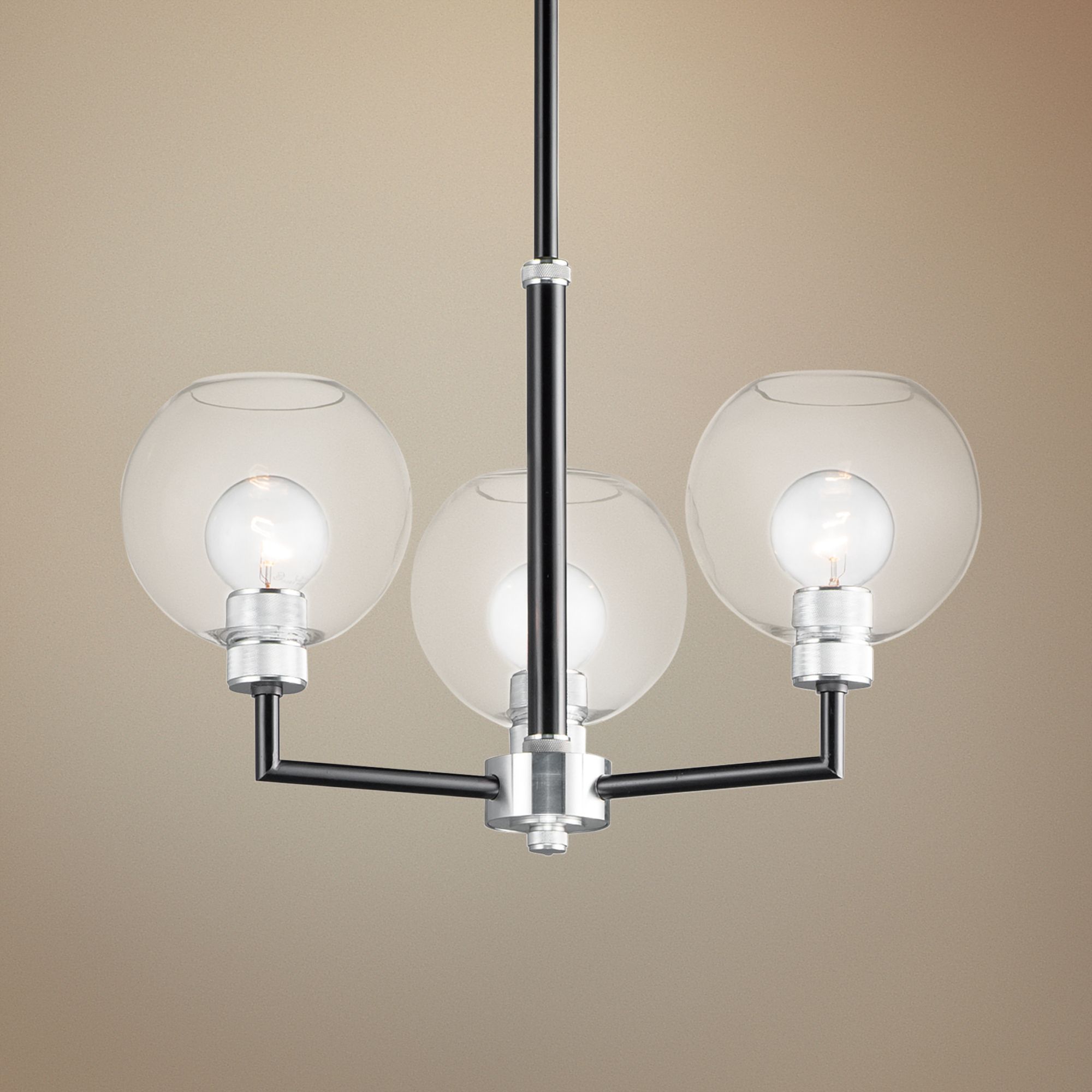 Vessel 24"W Black and Brushed Aluminum 3-Light Chandelier