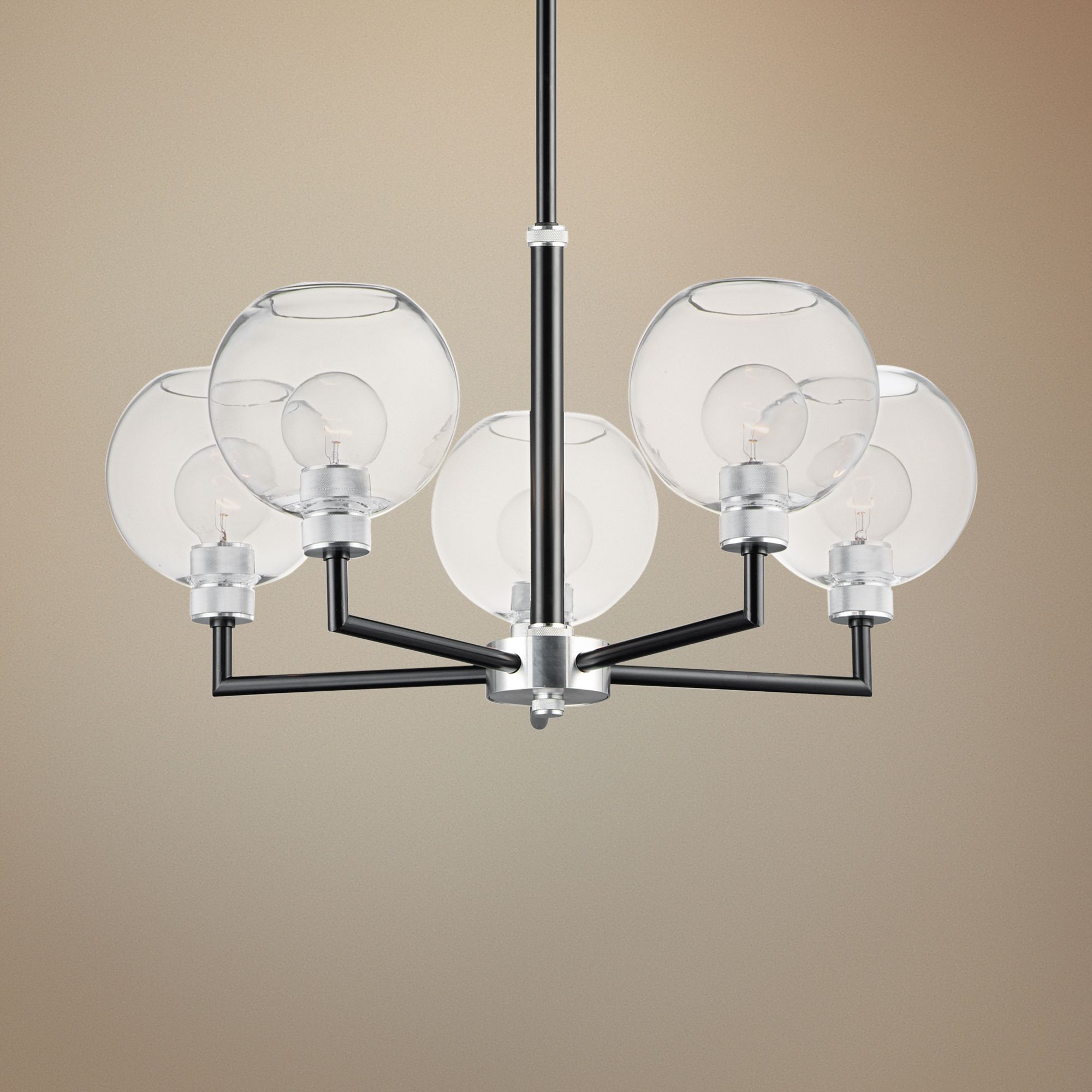 Vessel 28"W Black and Brushed Aluminum 5-Light Chandelier