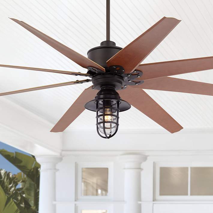 72 Predator Bronze Marlowe Cage Led, Large Outdoor Ceiling Fans With Lights