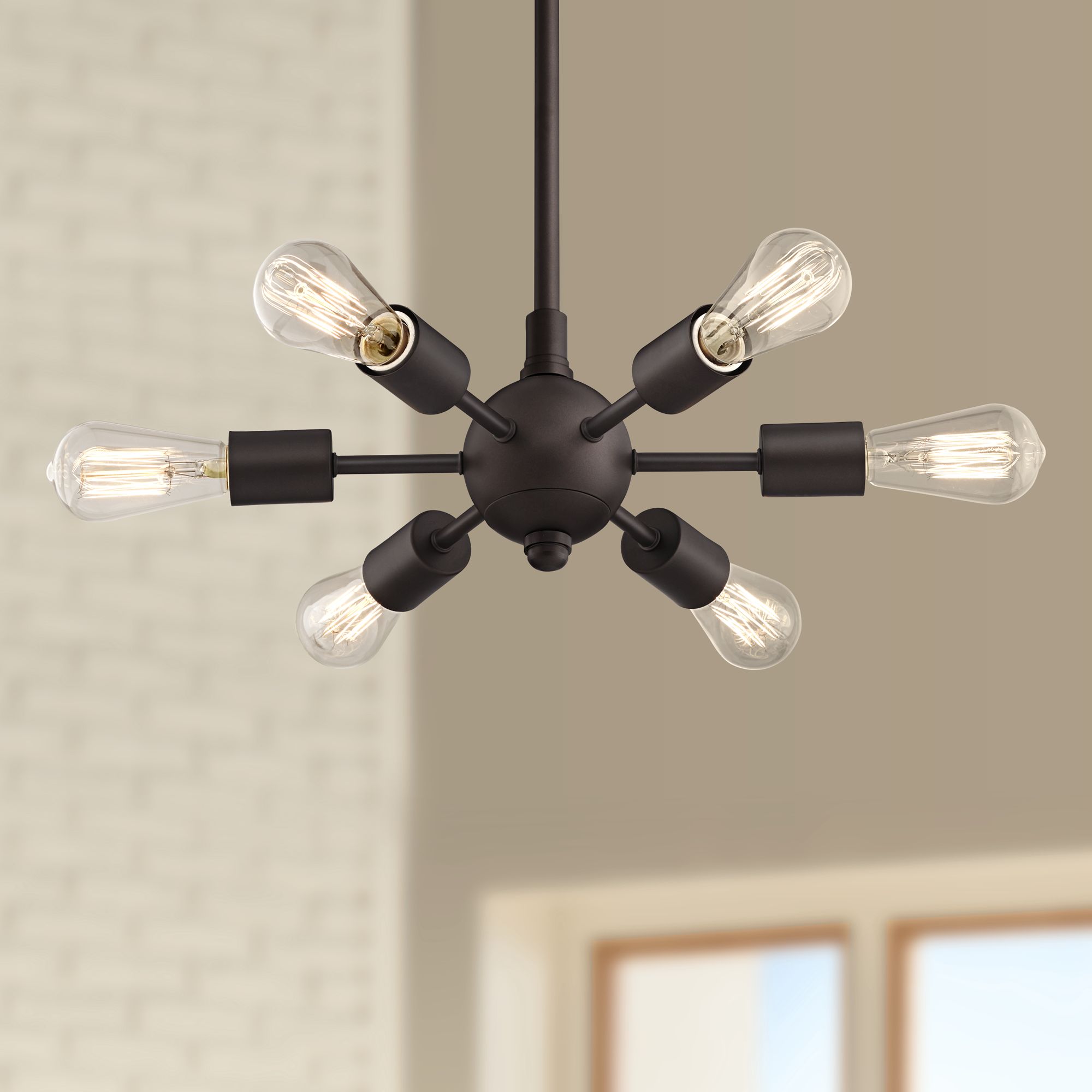 Favreau 14 1/2"W Bronze 6-Light Sputnik Pendant with Bulbs