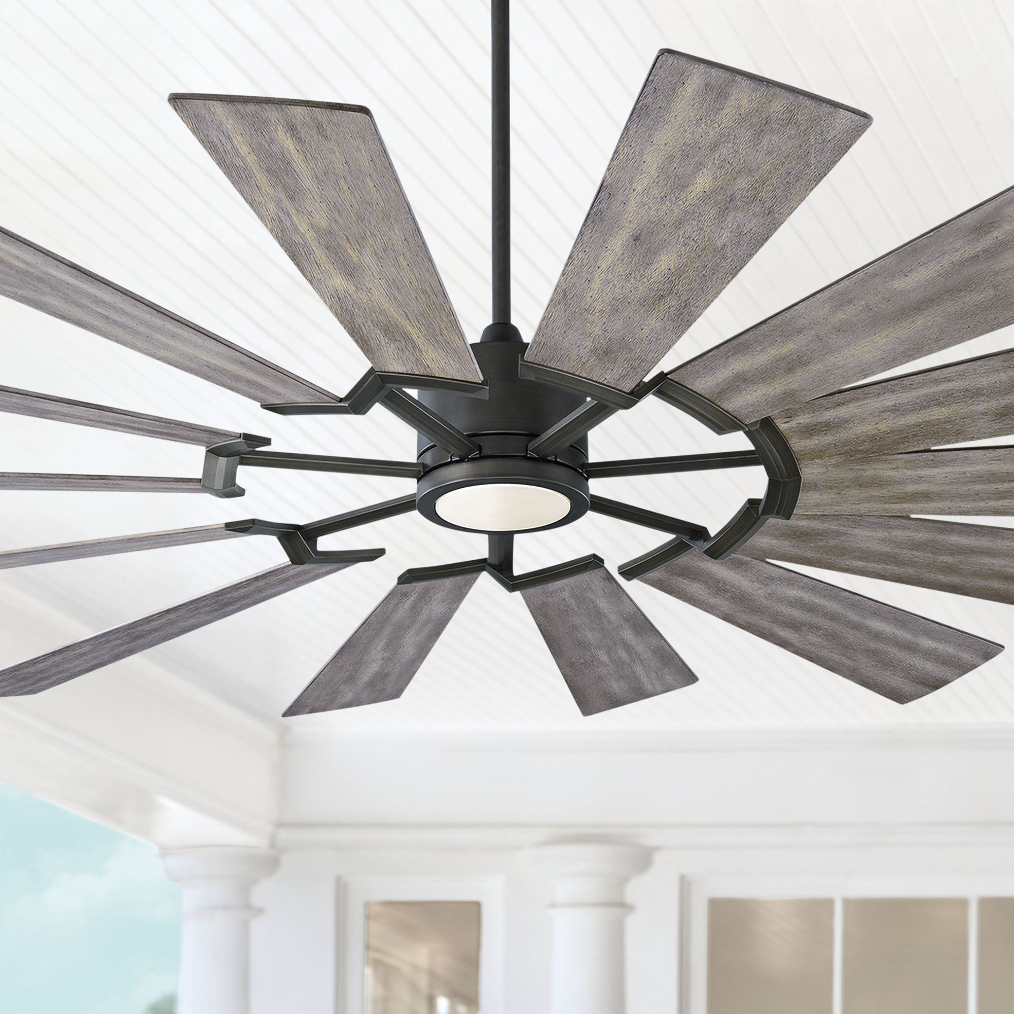 72" Monte Carlo Prairie Aged Pewter LED Ceiling Fan