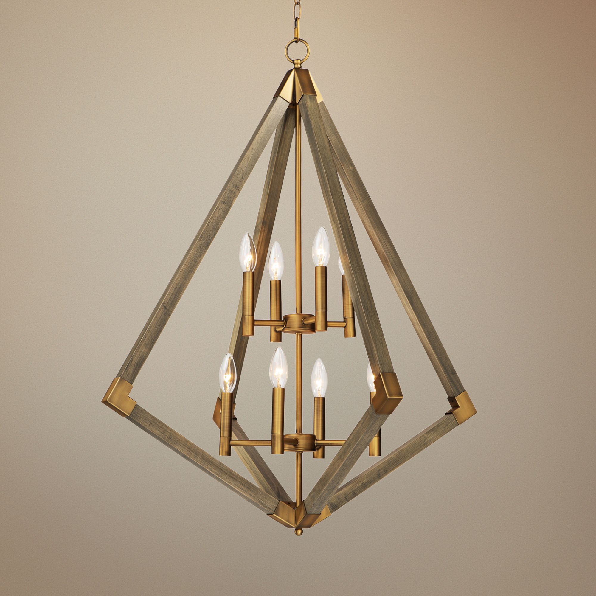 Vector 30" Wide Weathered Oak w/ Antique Brass Pendant Light