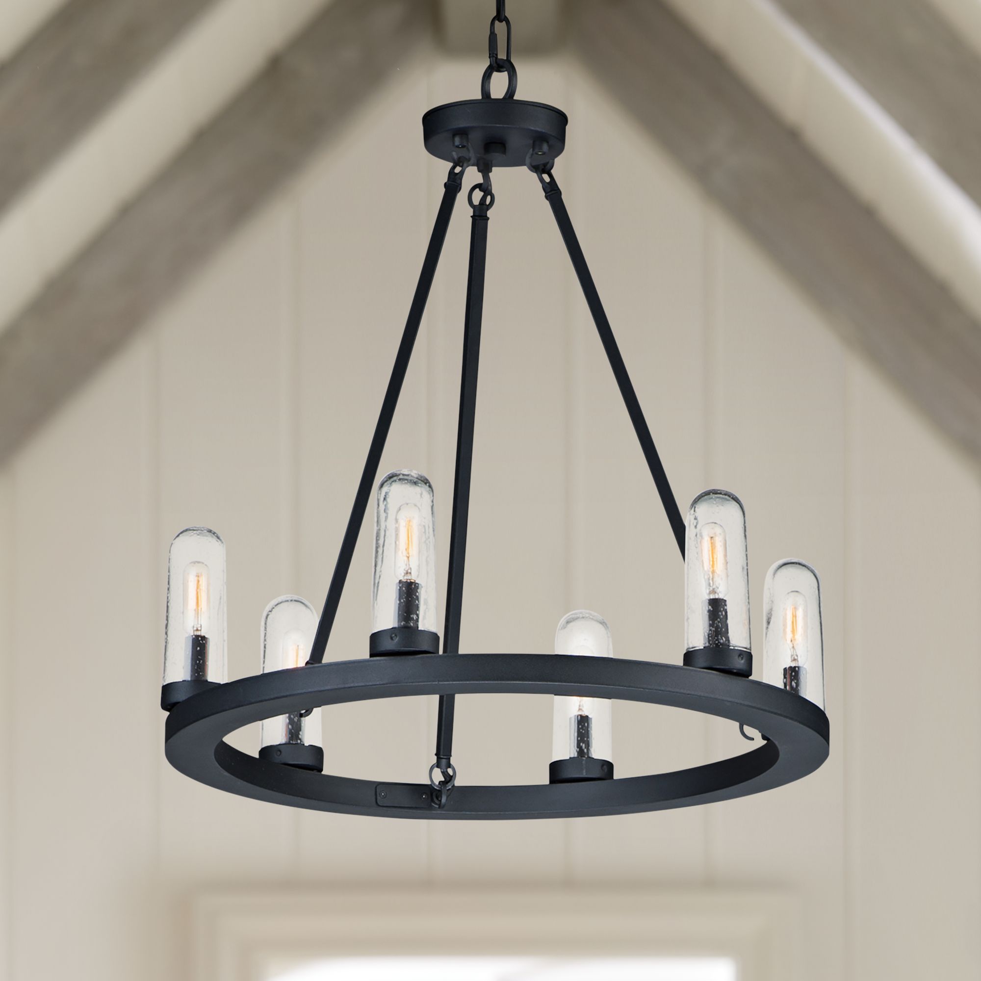 Maxim Lido 24" Wide Black Circular 6-Light Chandelier