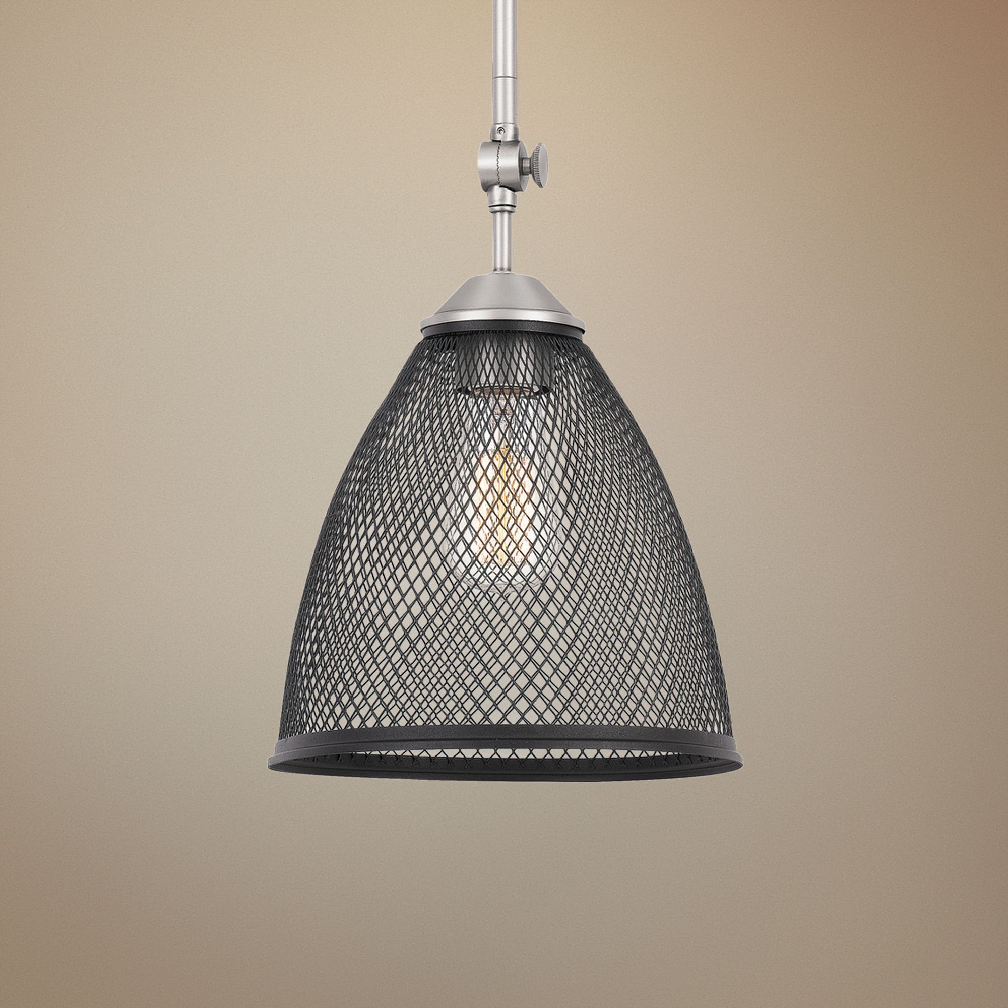 Annex 9" Wide Antique Nickel and Matte Black Mini Pendant