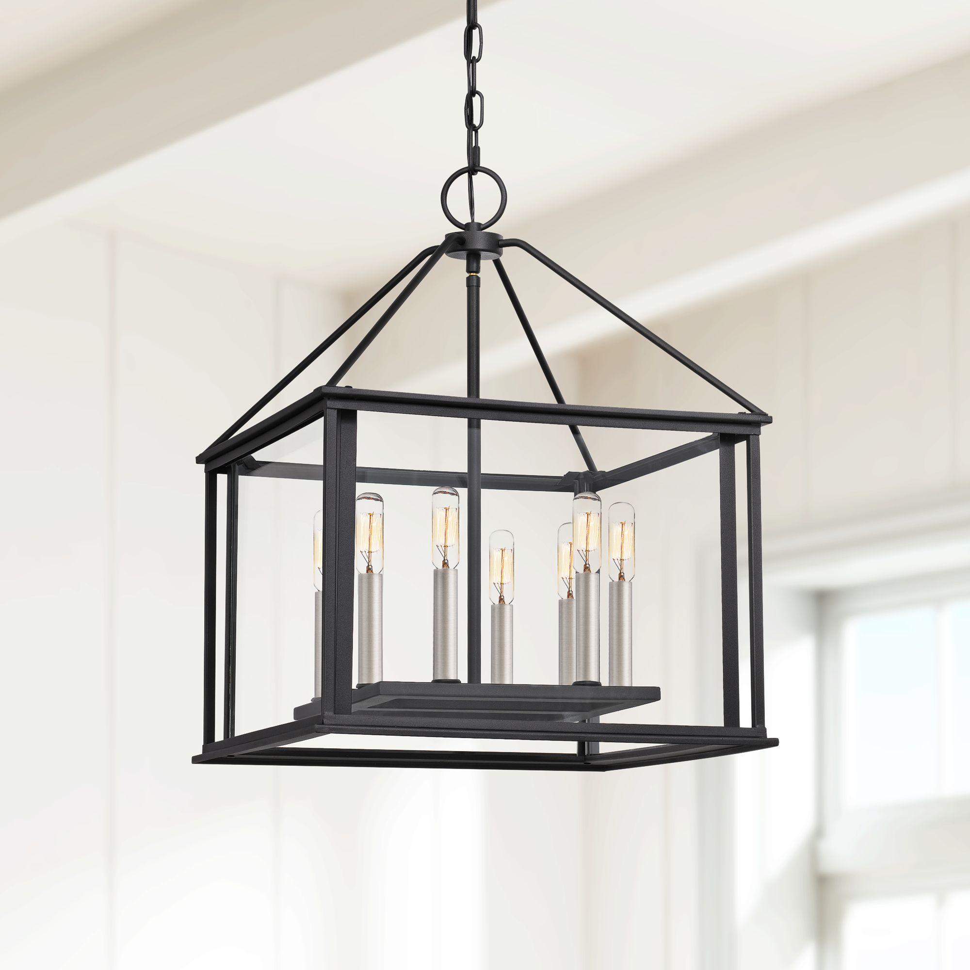 Quoizel Citadel 17" Wide Earth Black 8-Light Pendant Light