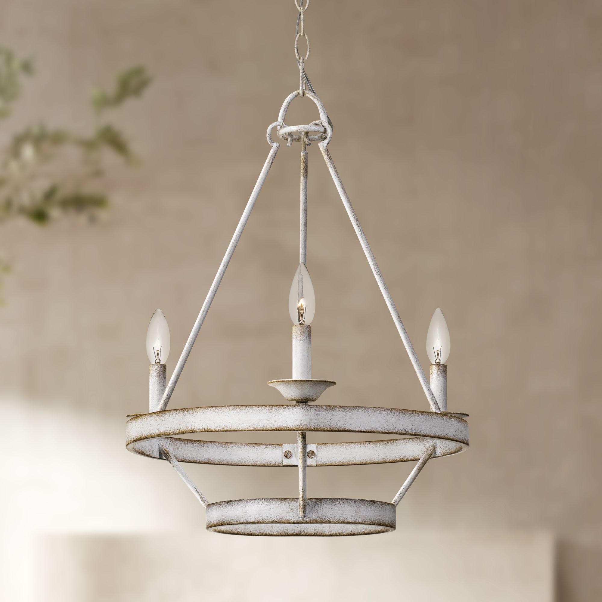 Quoizel Corral 19" Wide Antique White 3-Light Chandelier