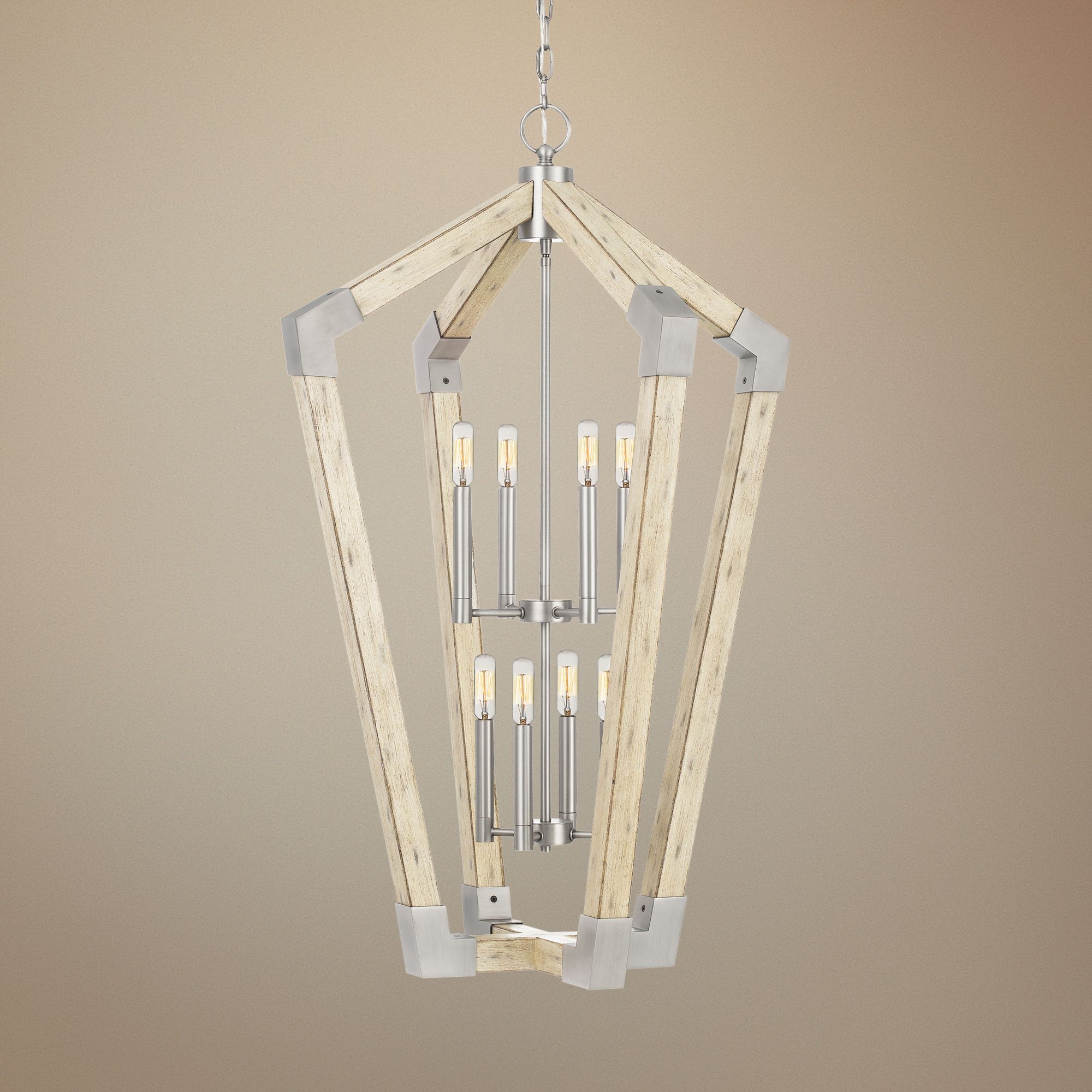 Quoizel Fable 25 1/2" Wide Wood Cage 8-Light Foyer Pendant