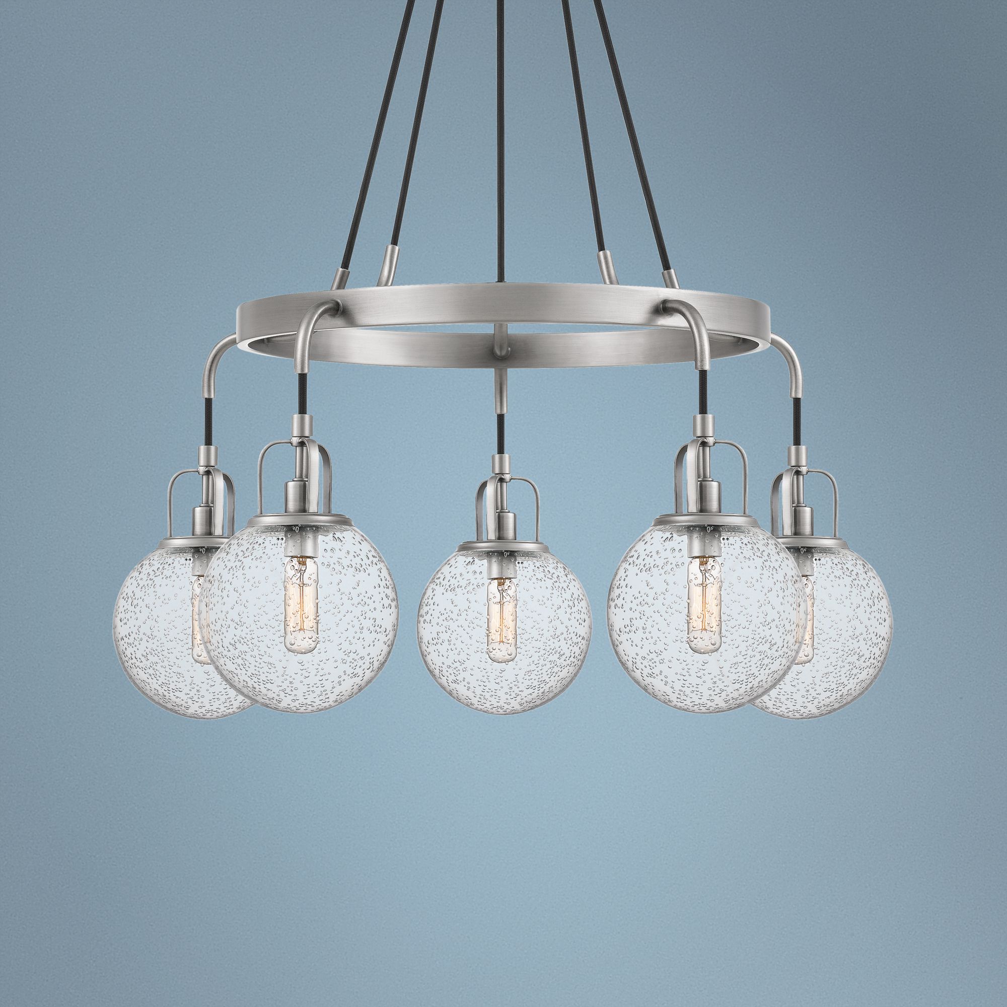 Quoizel Hybrid 26" Wide Antique Nickel 5-Light Chandelier