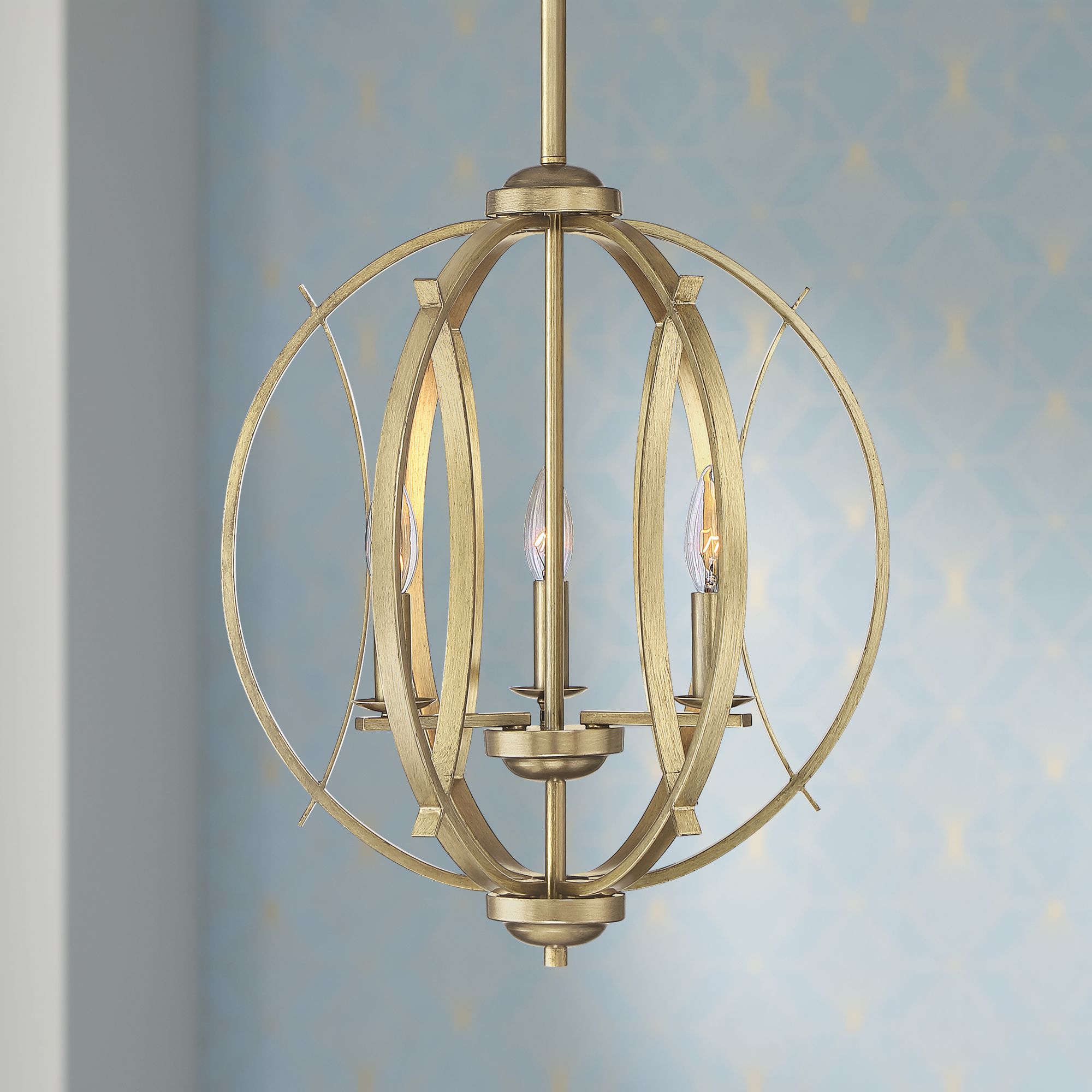 Possini Euro Spherical 16"W Antique Gold 3-Light Pendant