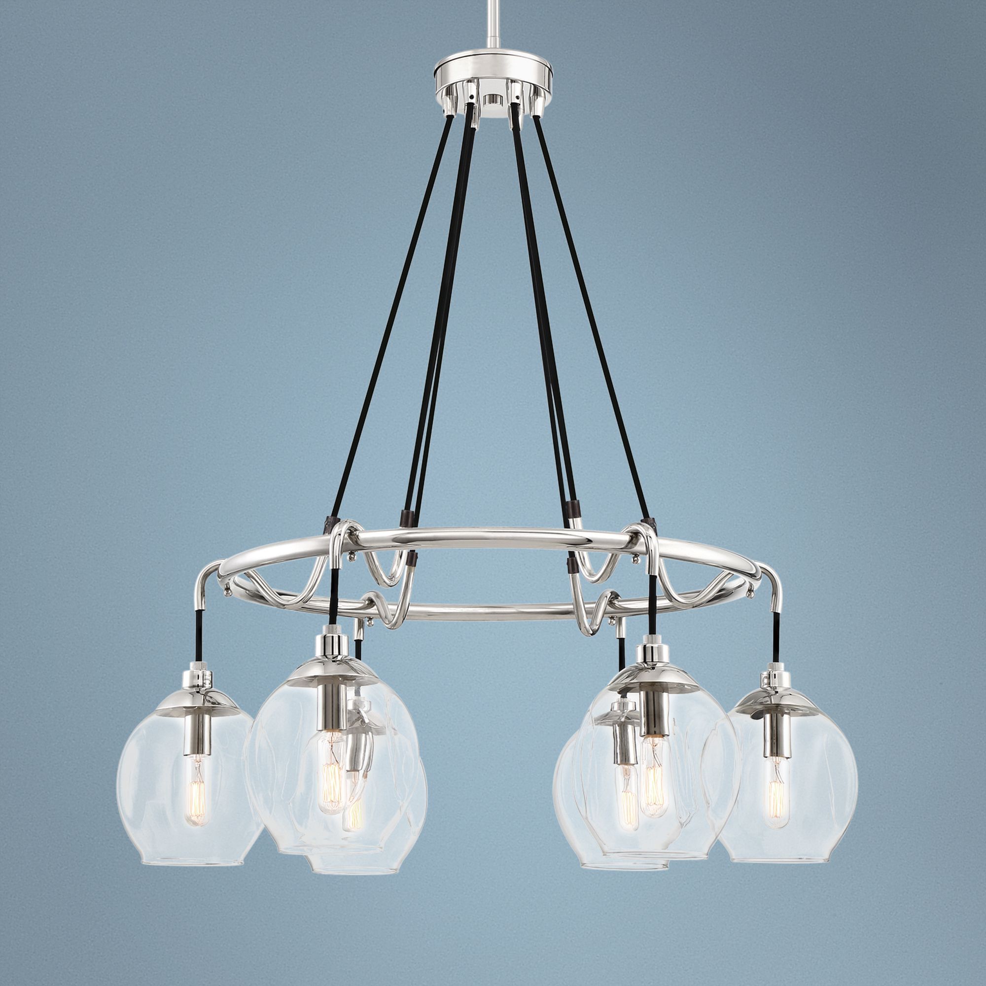 Quoizel Nostalgia 28"W Polished Nickel 6-Light Chandelier